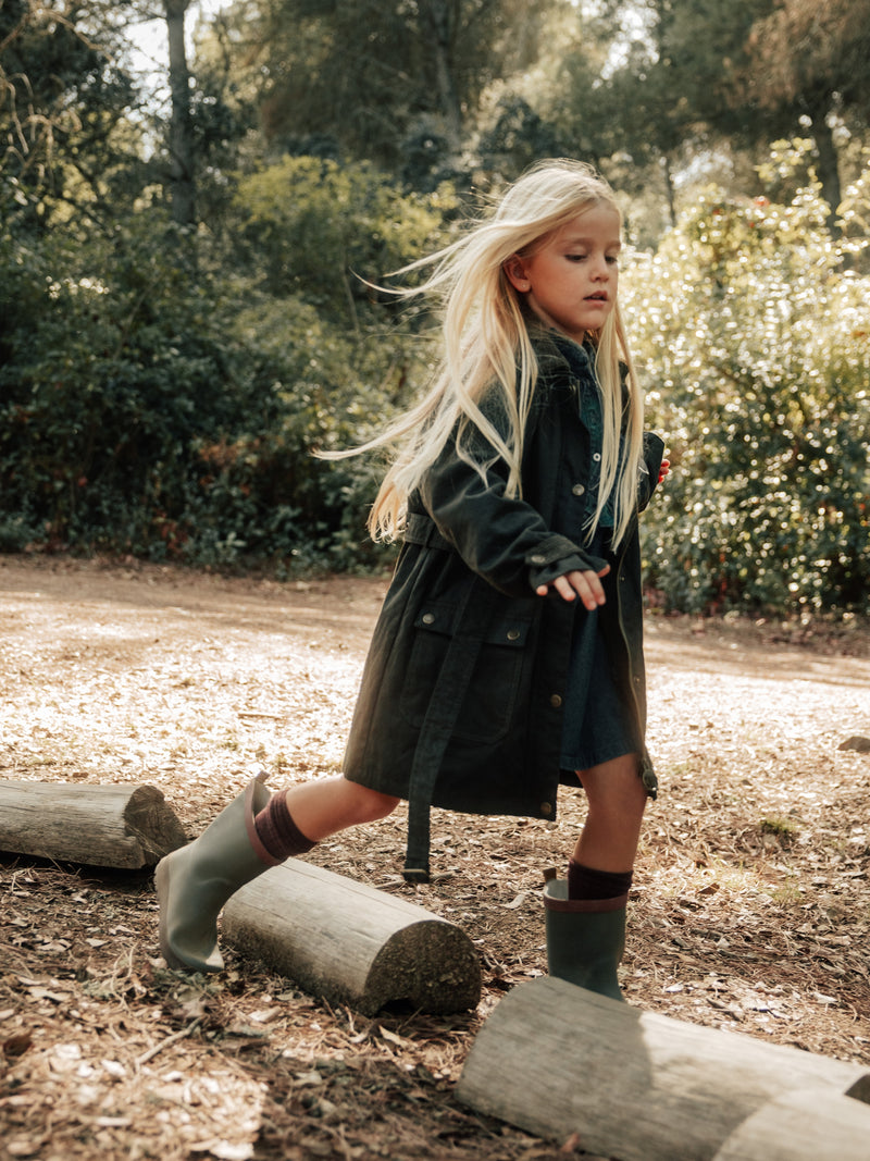 Parka fille cirée verte