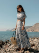 Blue floral print skirt