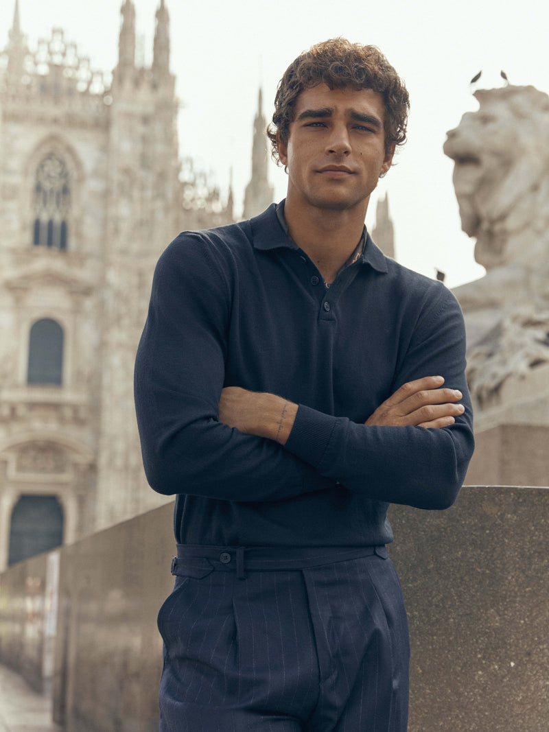 Jersey cuello polo unique azul marino