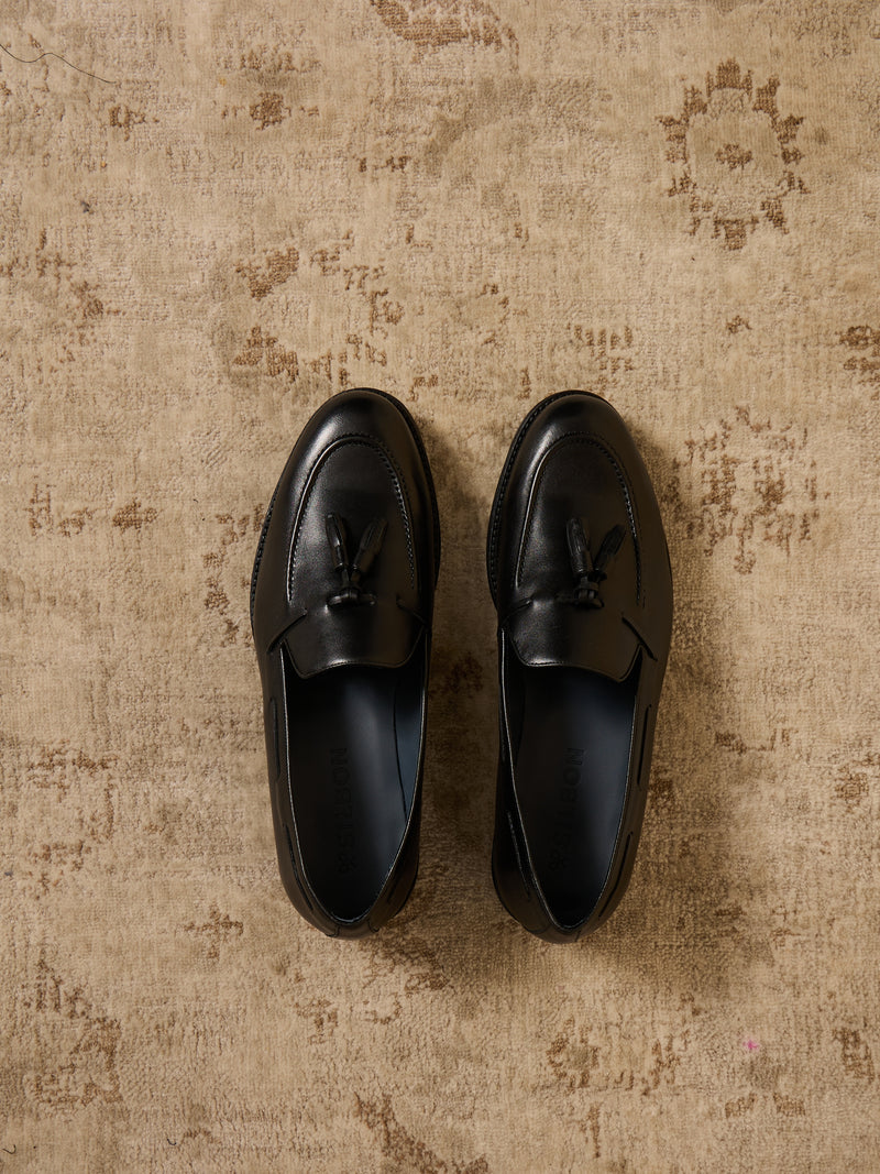 Zapato vestir borlas negro mate