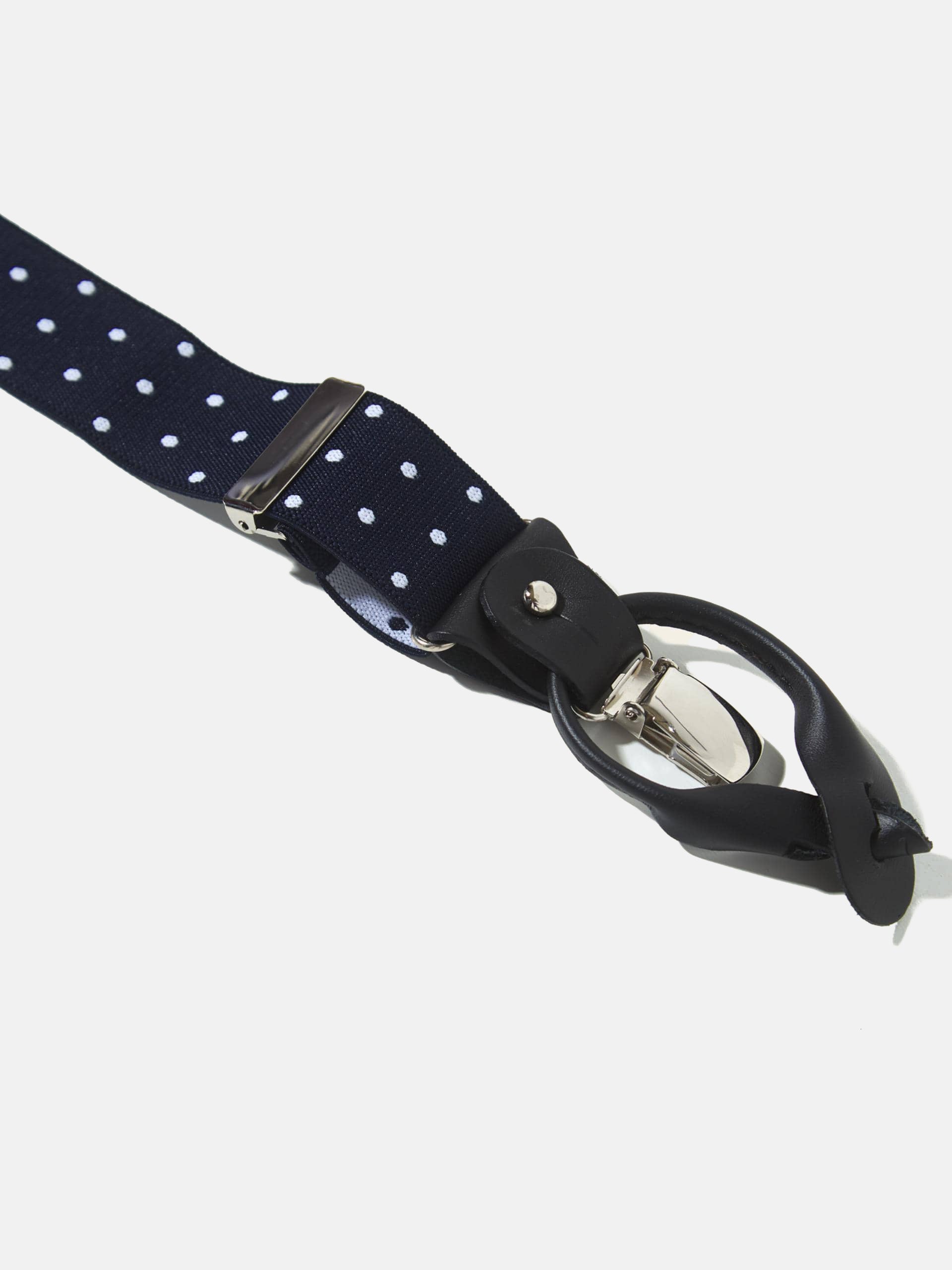 Silbon navy polka dot suspenders