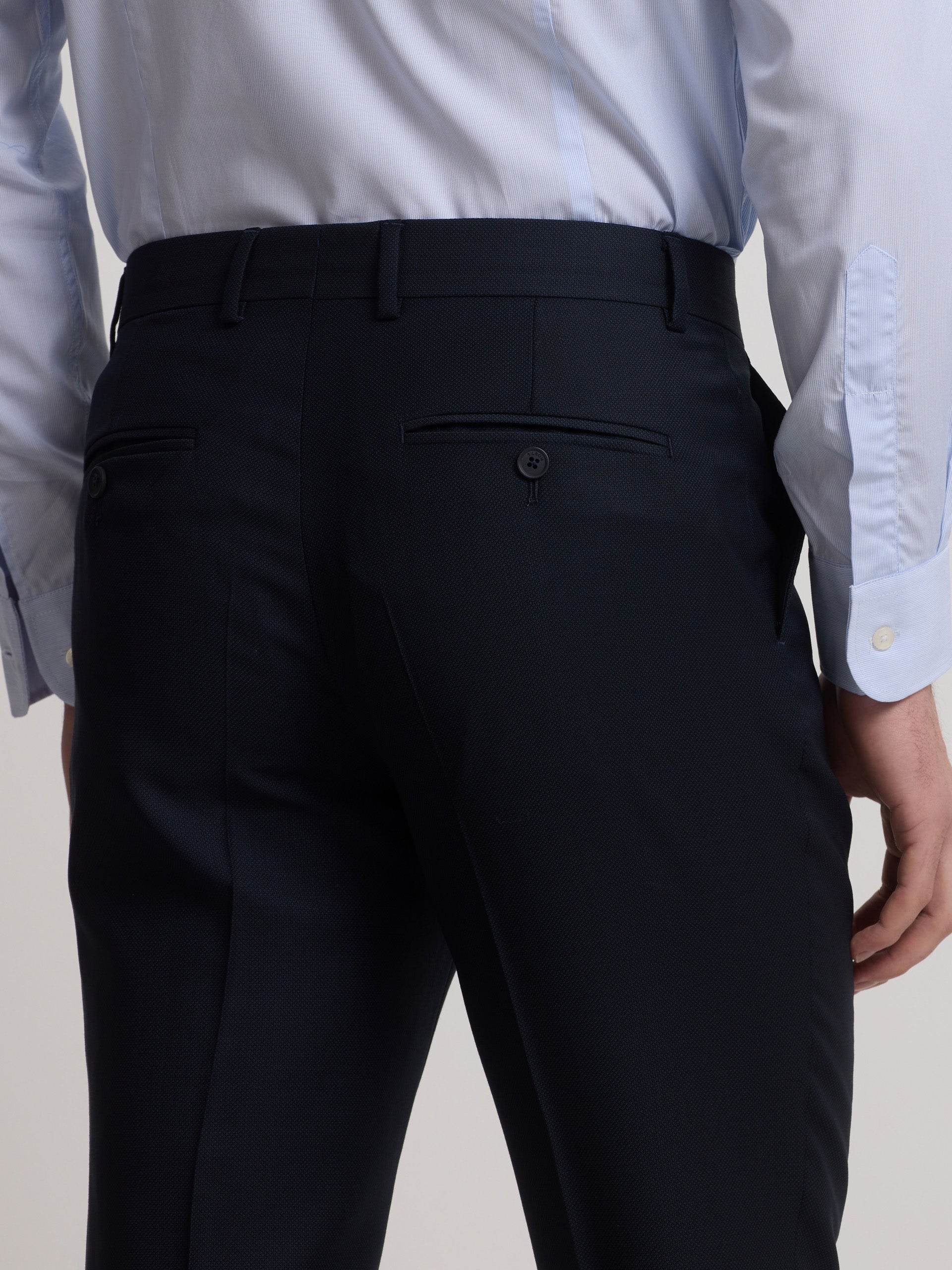 Pantalon costume œil de perdrix bleu marine