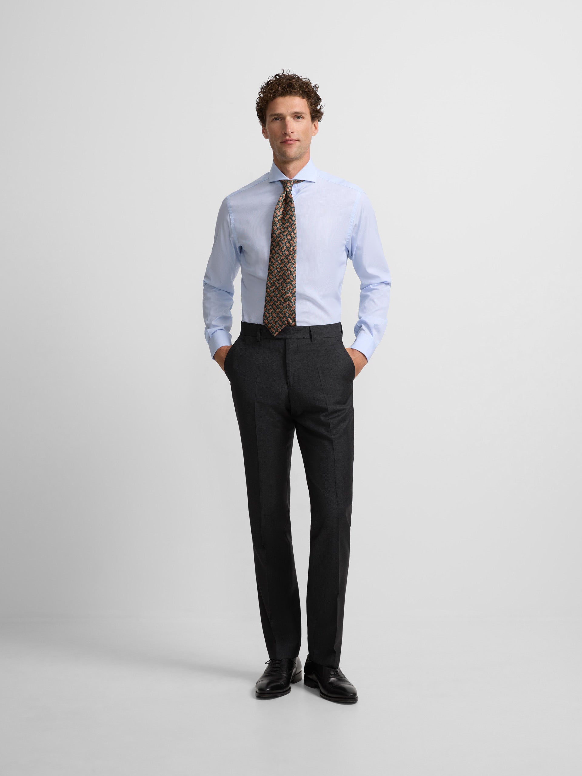 Grey birdseye suit trousers