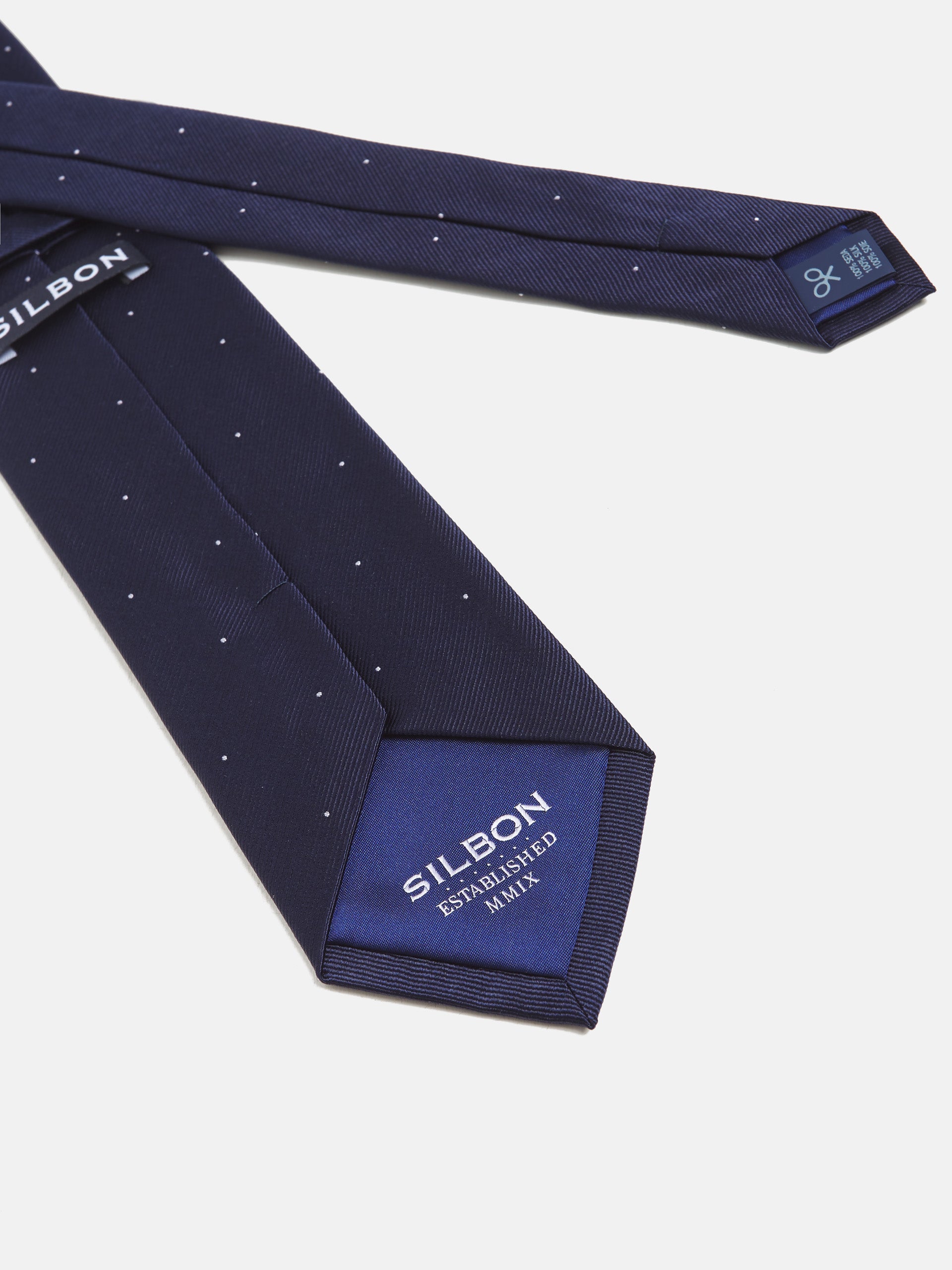 Cravate micro-point bleu marine blanc
