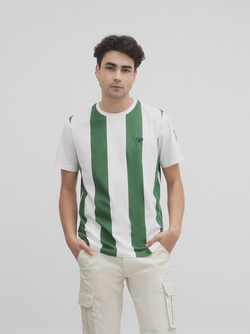 T-shirt rétro blanc et vert Silbon blanche
