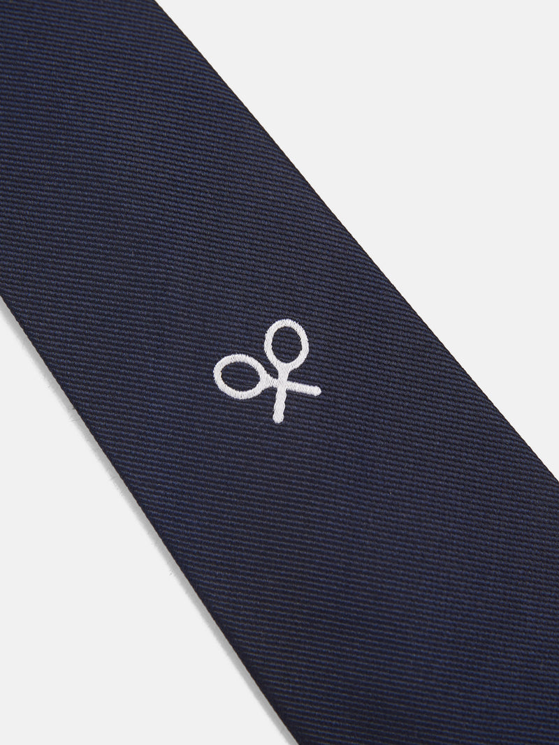 Navy blue maxi logo tie
