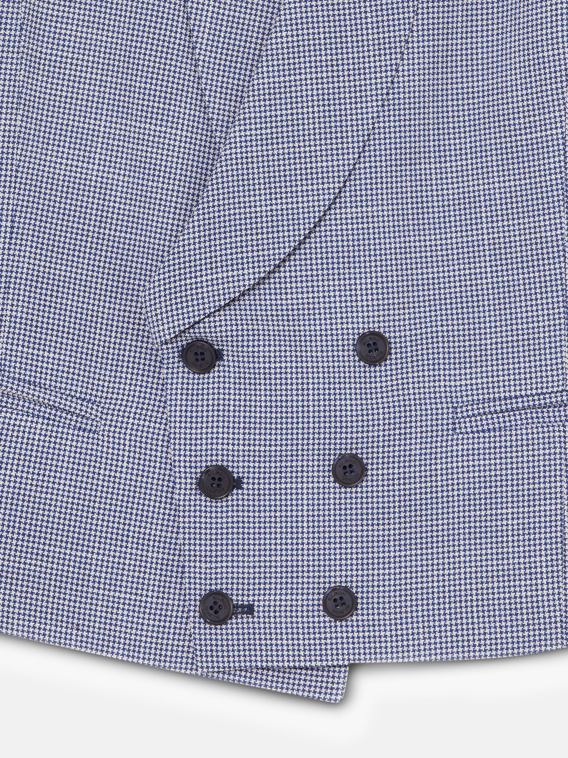 Chaleco chaque cuello redondo pata de gallo azul