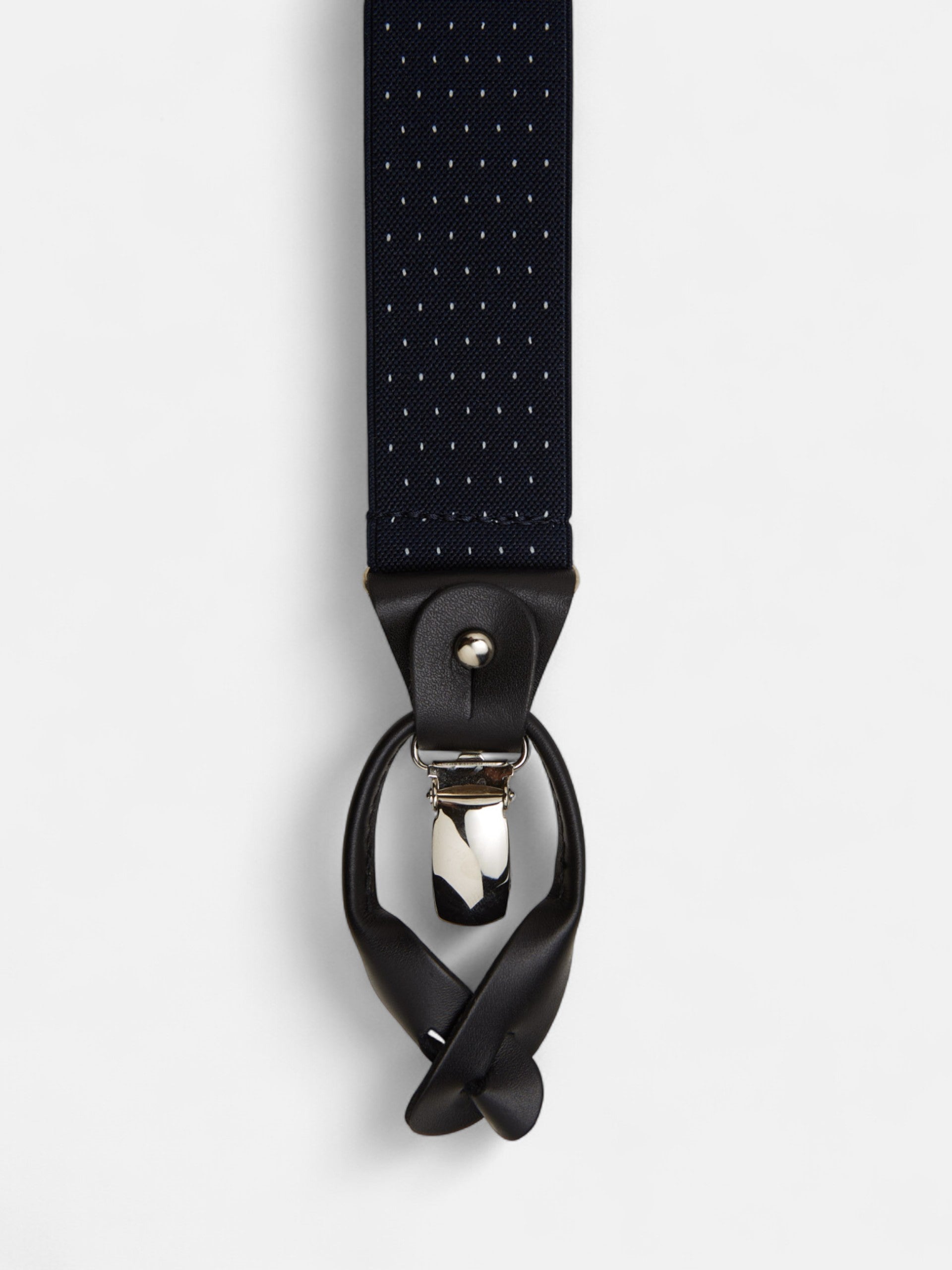 Silbon navy blue polka dot suspenders