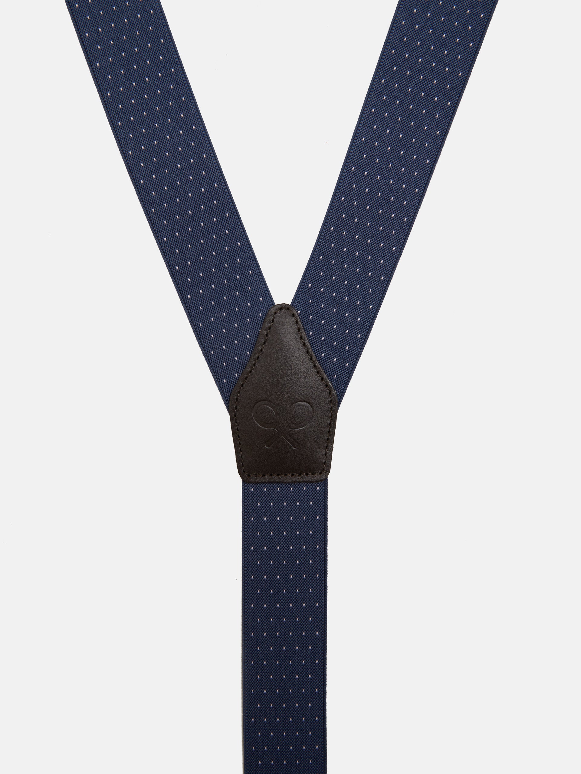 Silbon blue polka dot suspenders