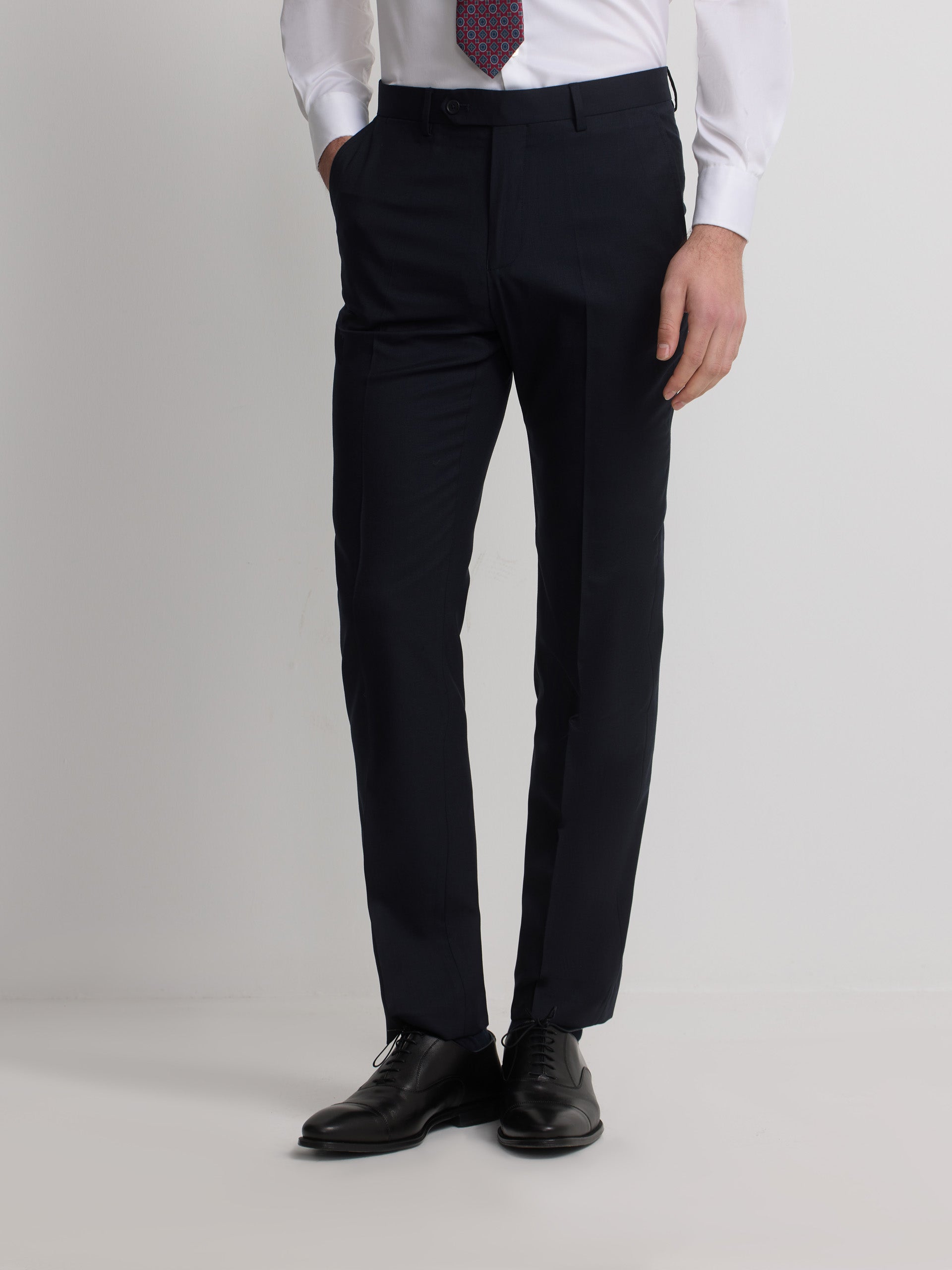 Natural stretch dark navy suit trousers