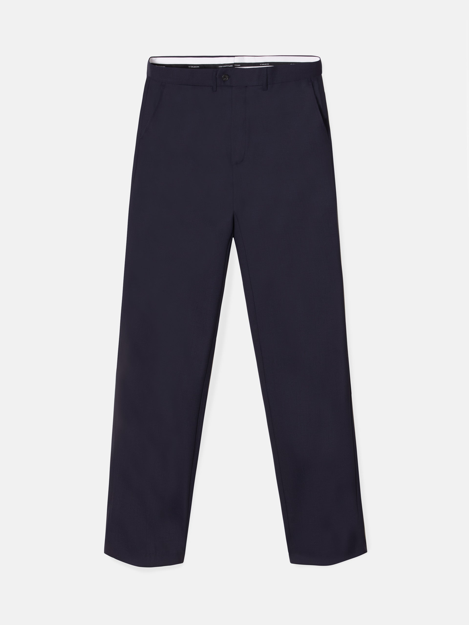 Navy blue structured suit trousers