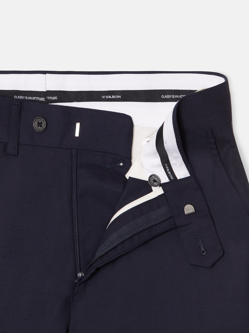 Pantalon de costume structuré bleu marine