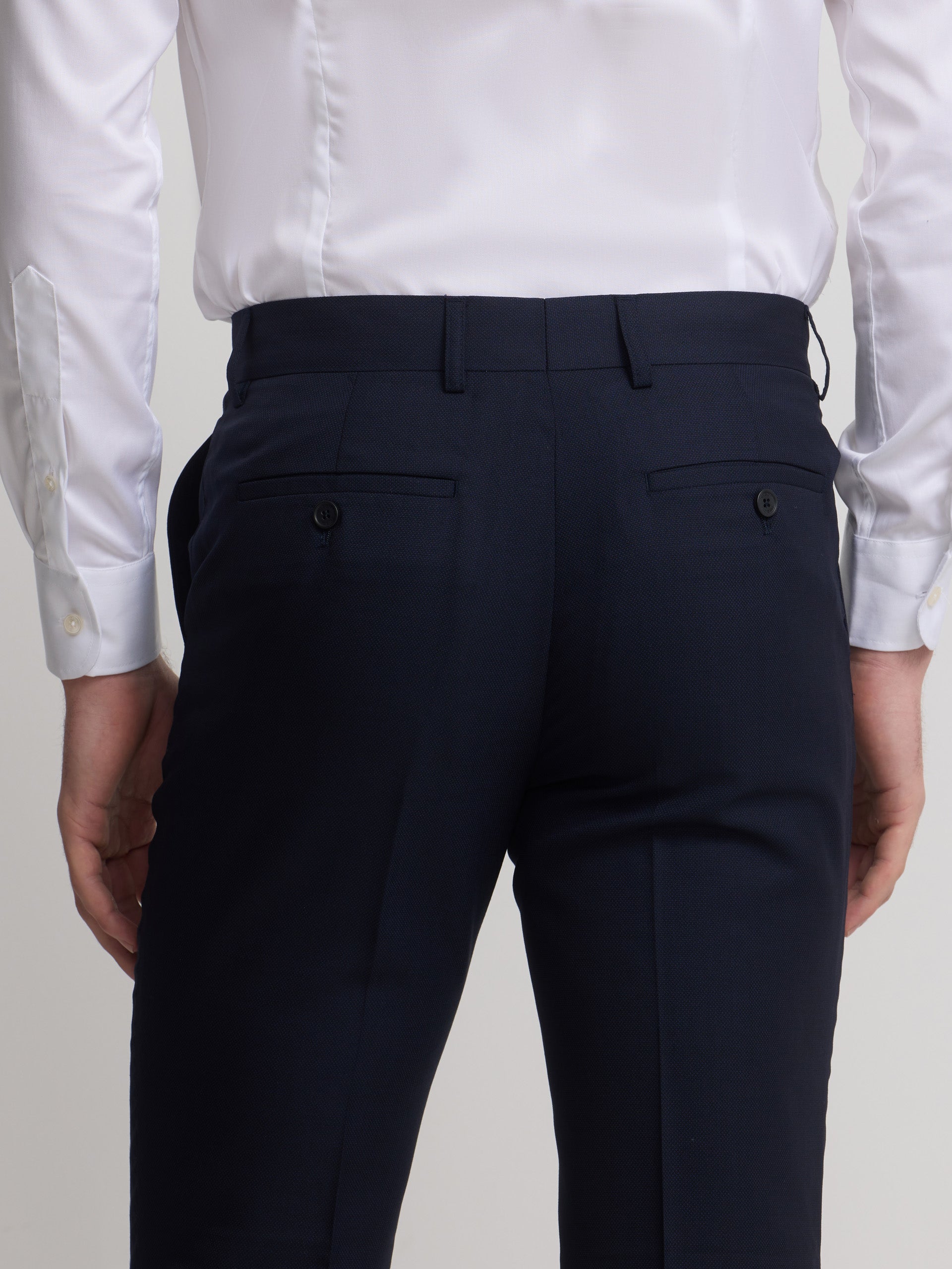 Navy blue structured suit trousers