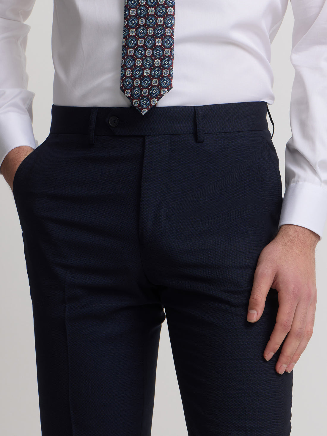 Pantalon de costume structuré bleu marine