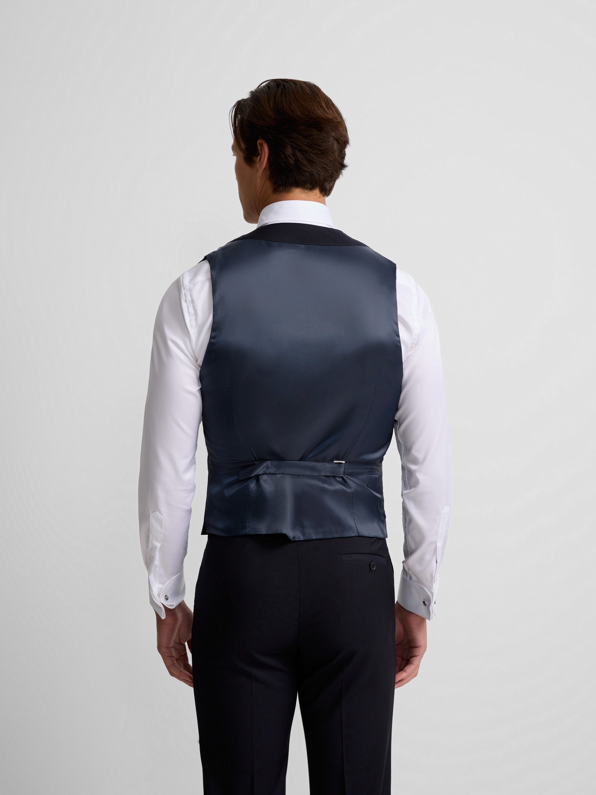 Gilet habillé stretch col rond bleu marine