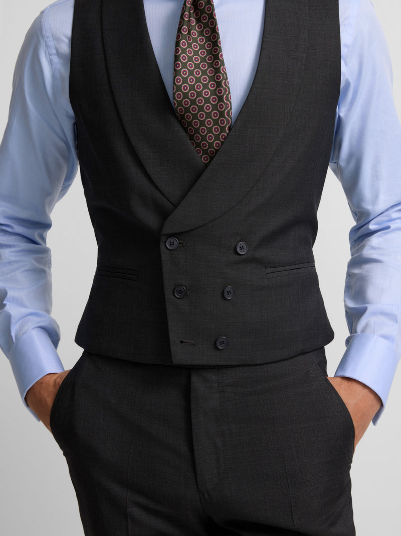 Stretch dress vest with round neck in grey