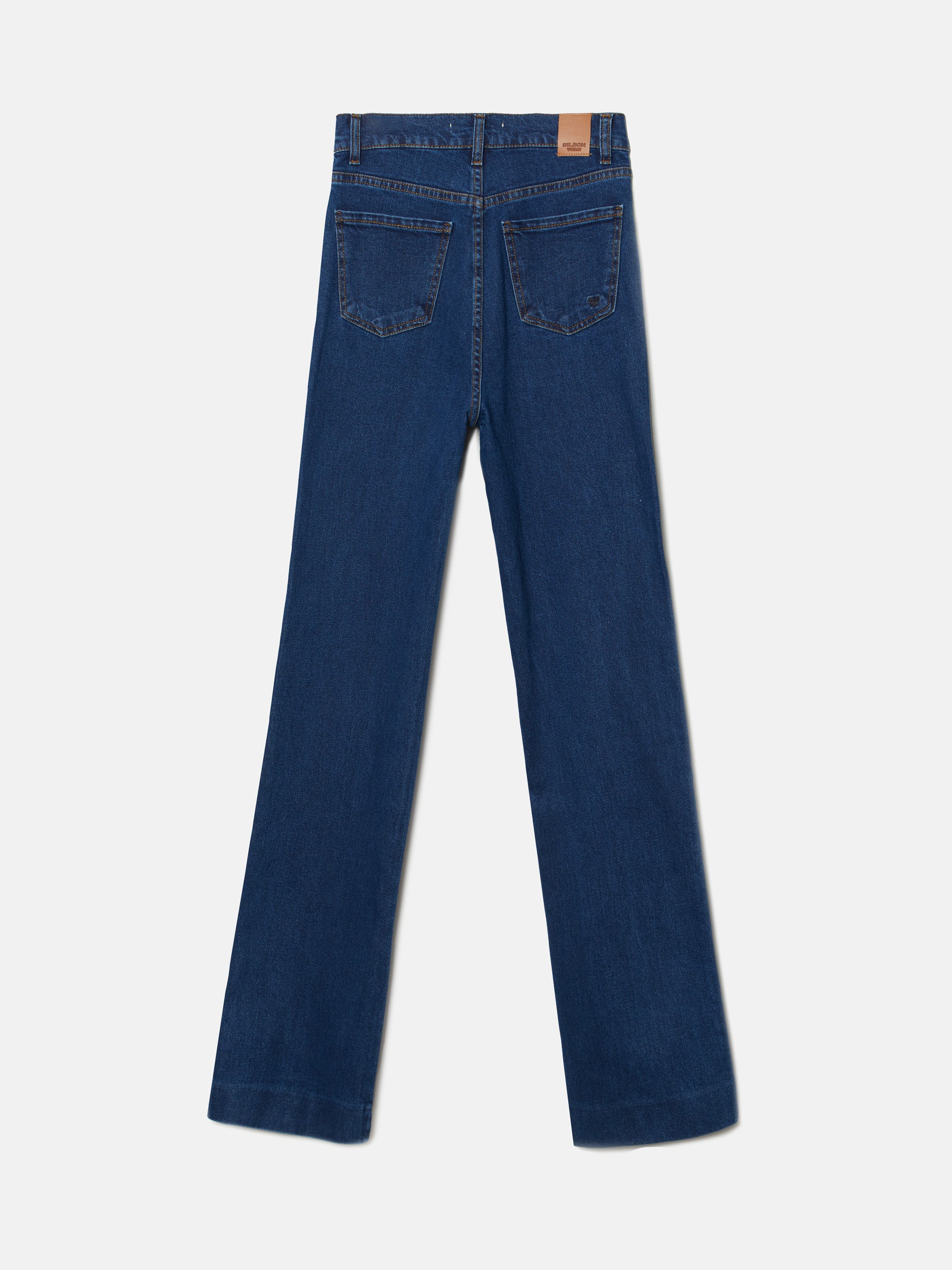 Flared denim trousers with pockets