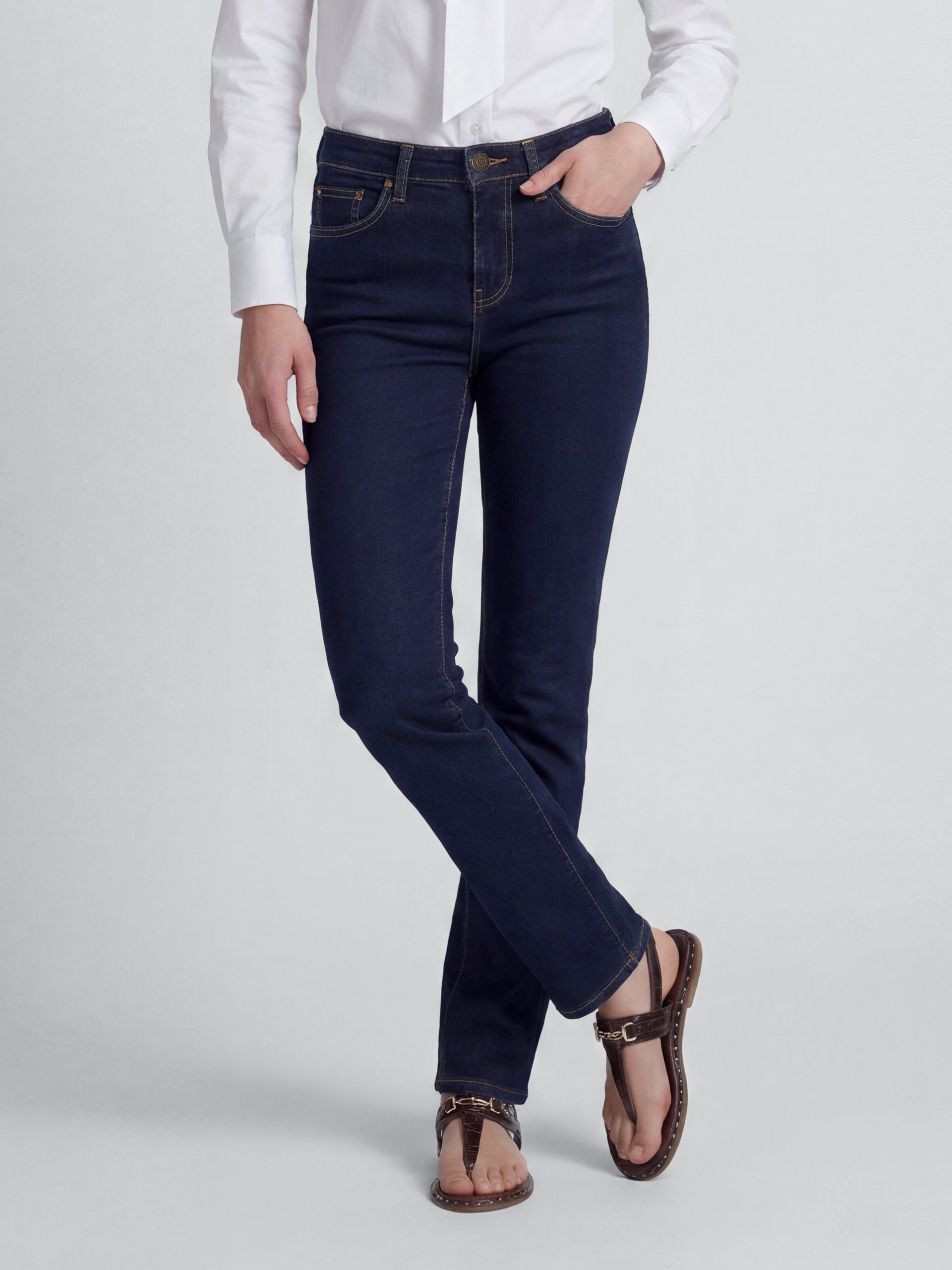 Calças de mulher boot cut azul-marinho