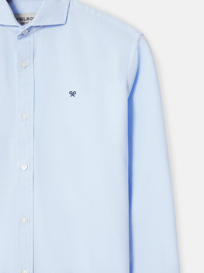 Light blue oxford cutaway sport shirt