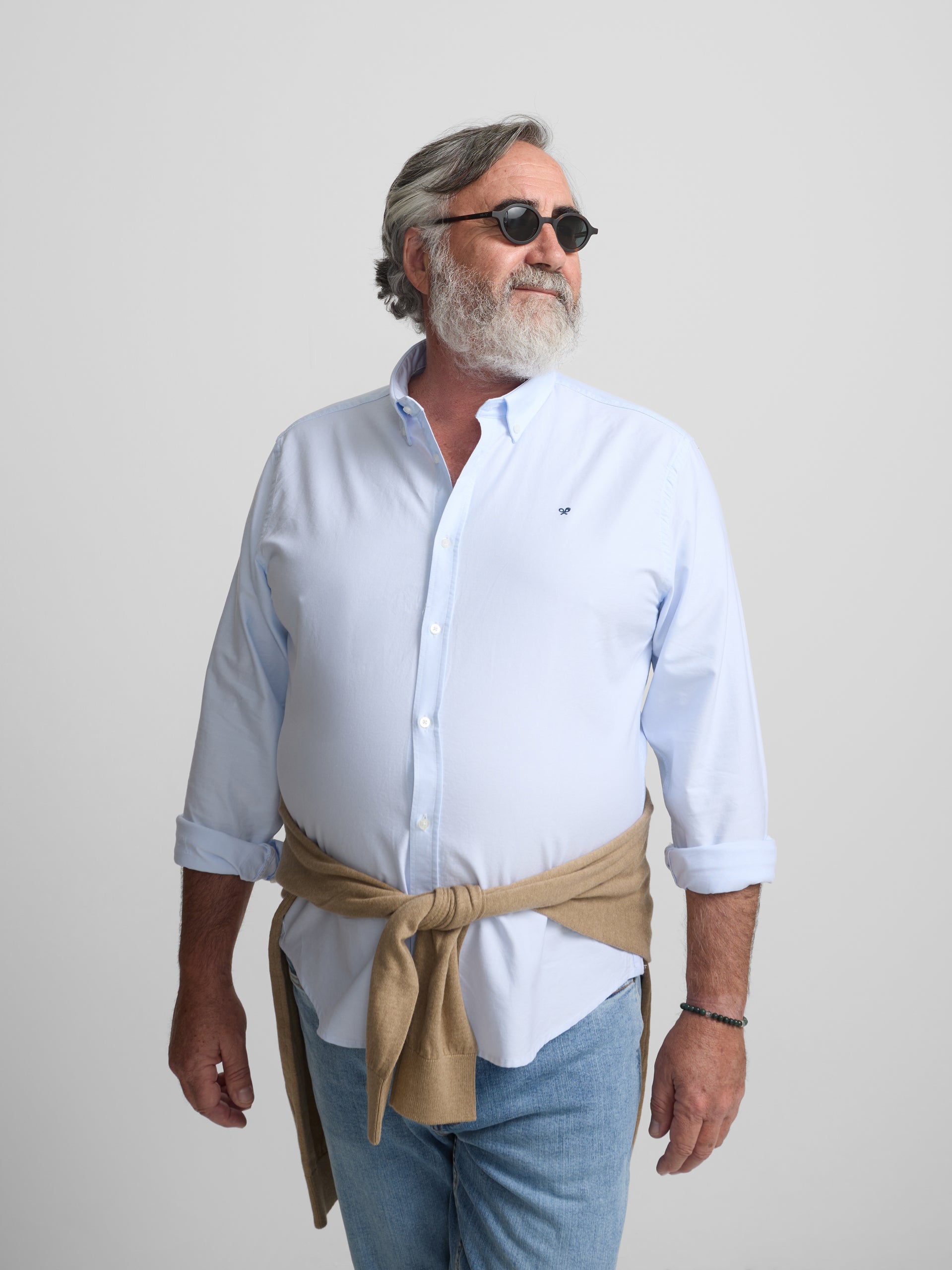 Light blue regular fit Oxford sport shirt