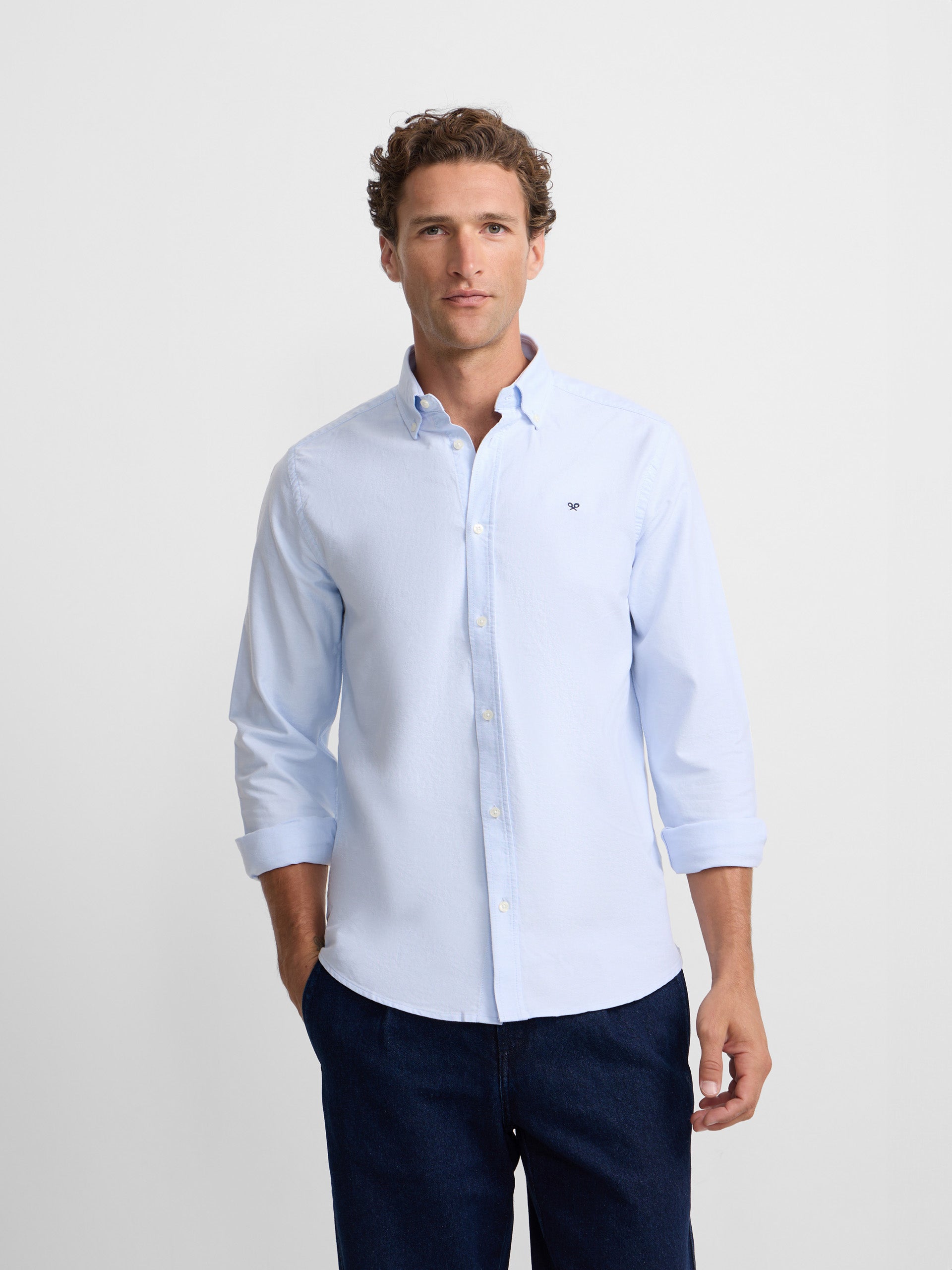 Light blue regular fit Oxford sport shirt