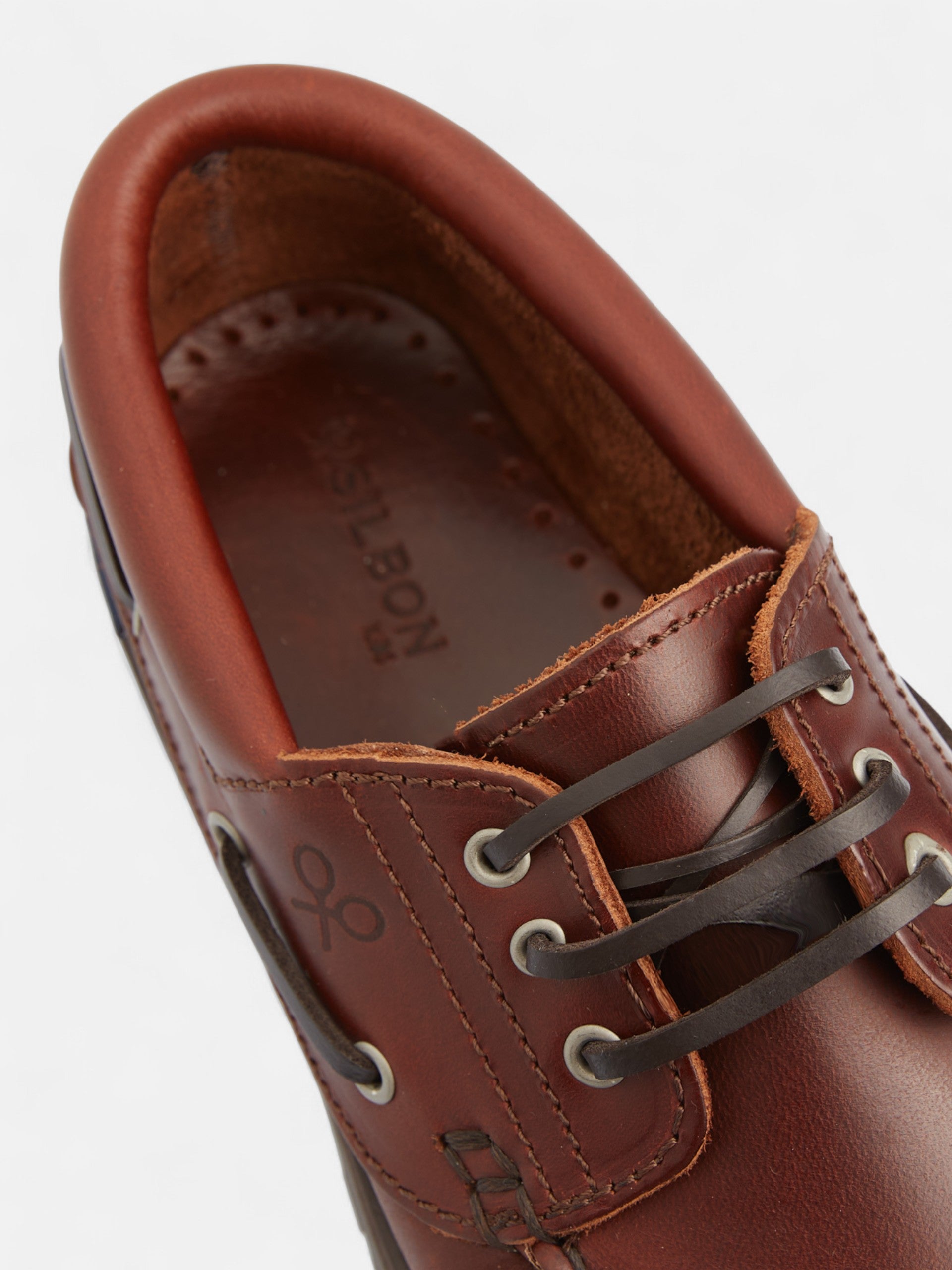 Brown leather nautical sport shoe for kids