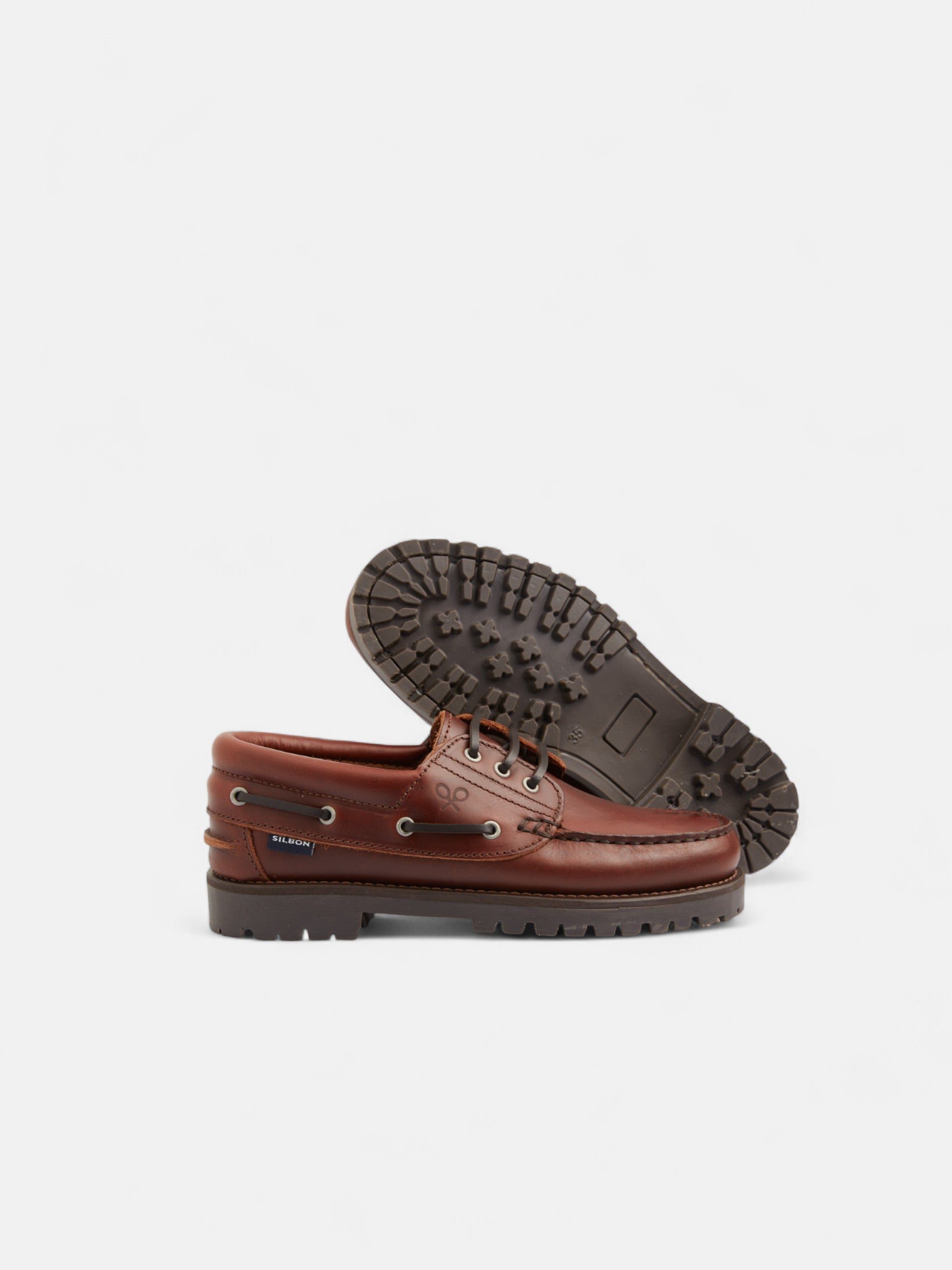 Brown leather nautical sport shoe for kids