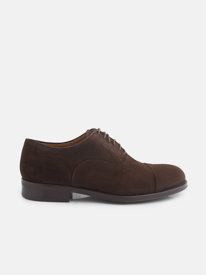 Zapato clasico ante cordones marron oscuro
