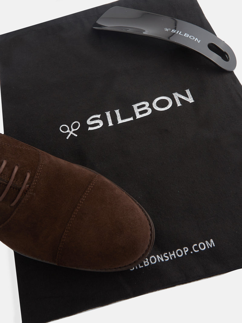 Zapato clasico ante cordones marron oscuro