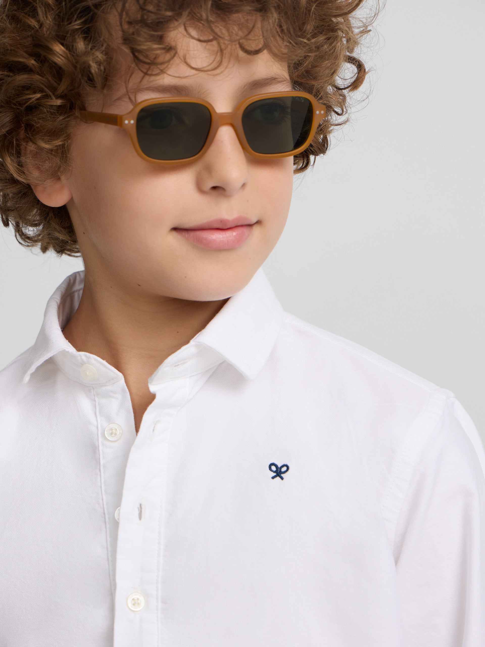 Polo desportivo clássico para crianças oxford branco