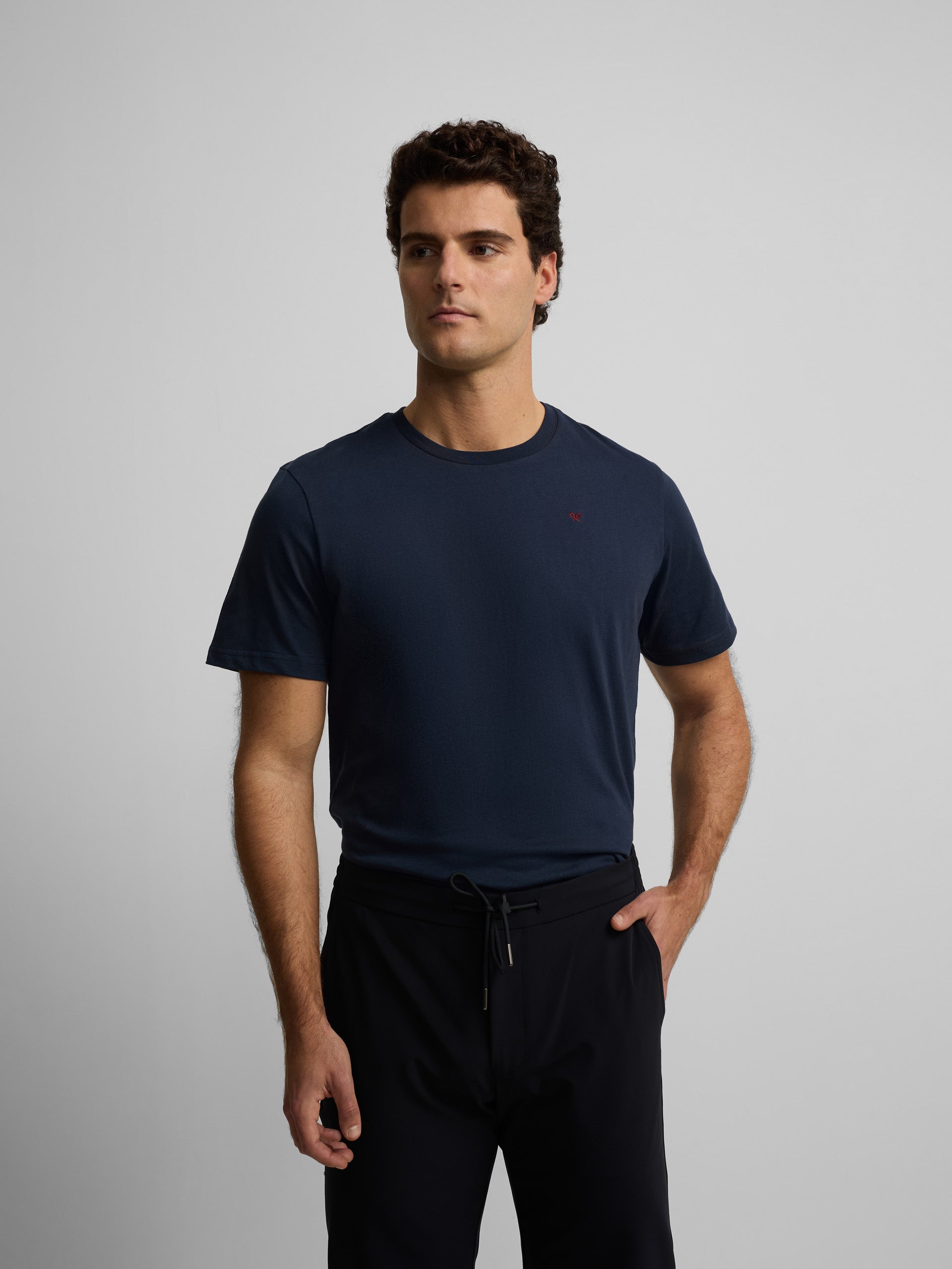 Camiseta silbon minilogo azul marino