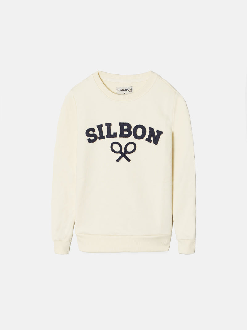 Sudadera kids raqueta media crema