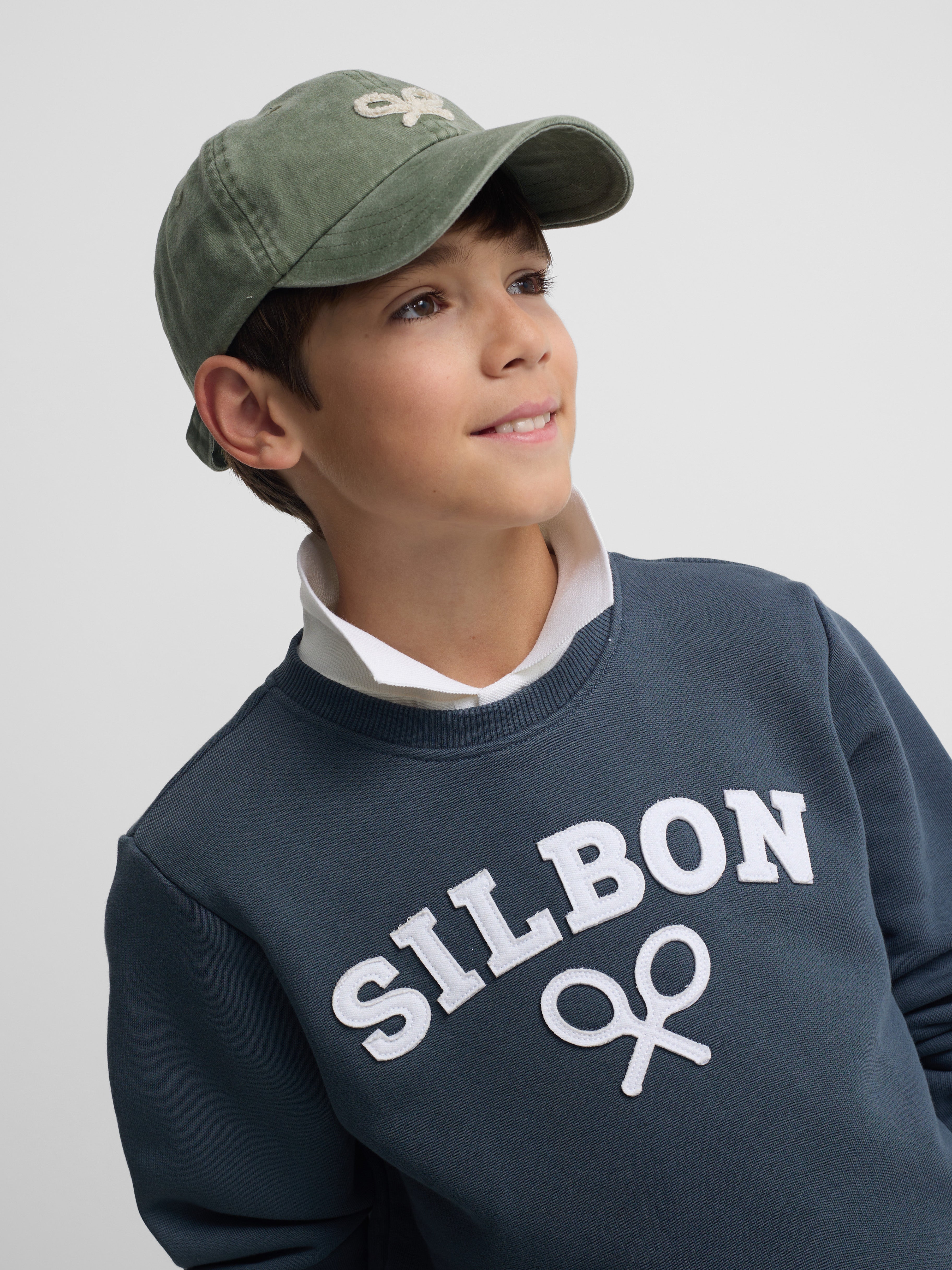 Kids navy blue half racket sweatshirt