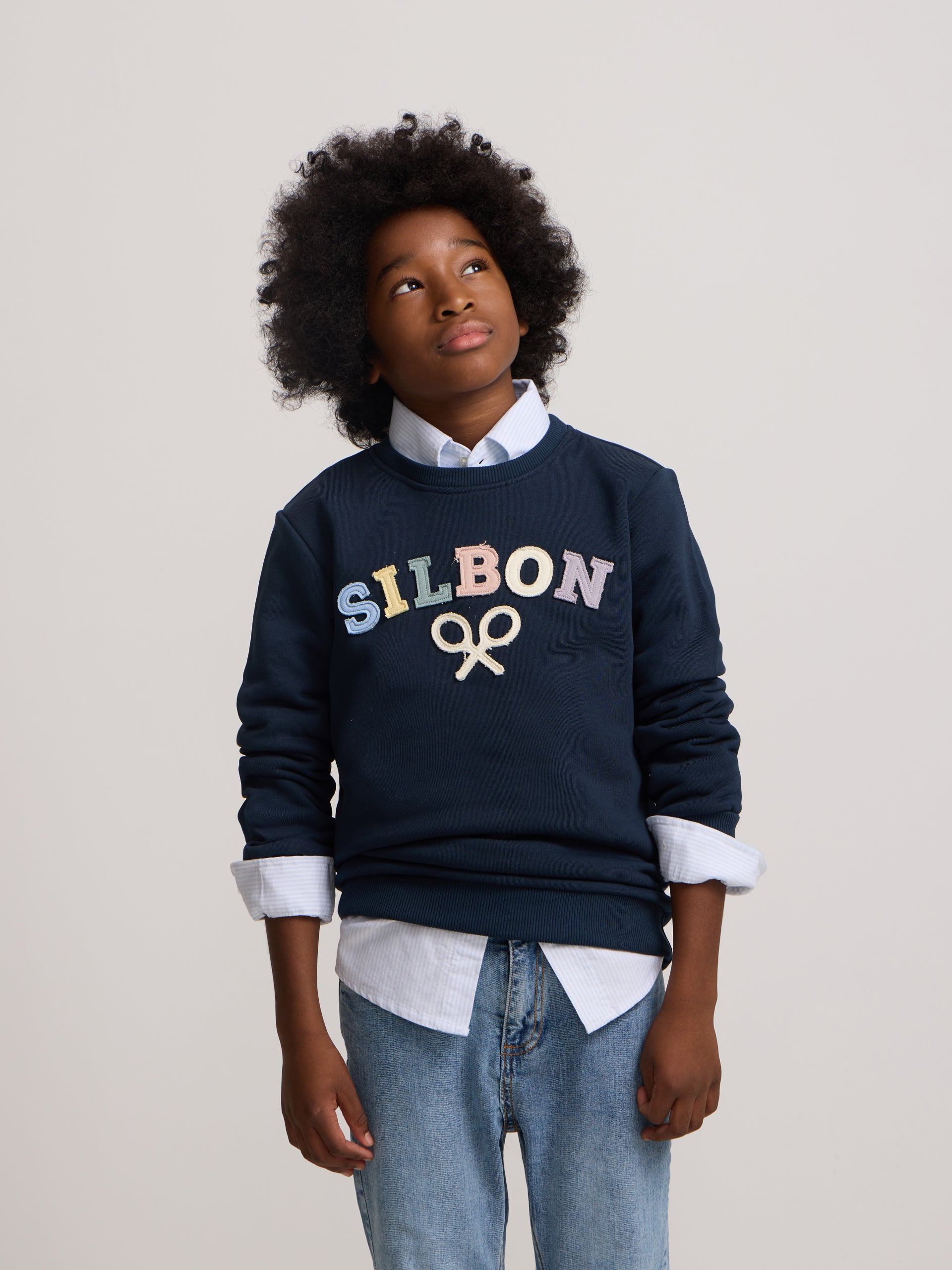 Sweat-shirt enfant raquette demi multicolore