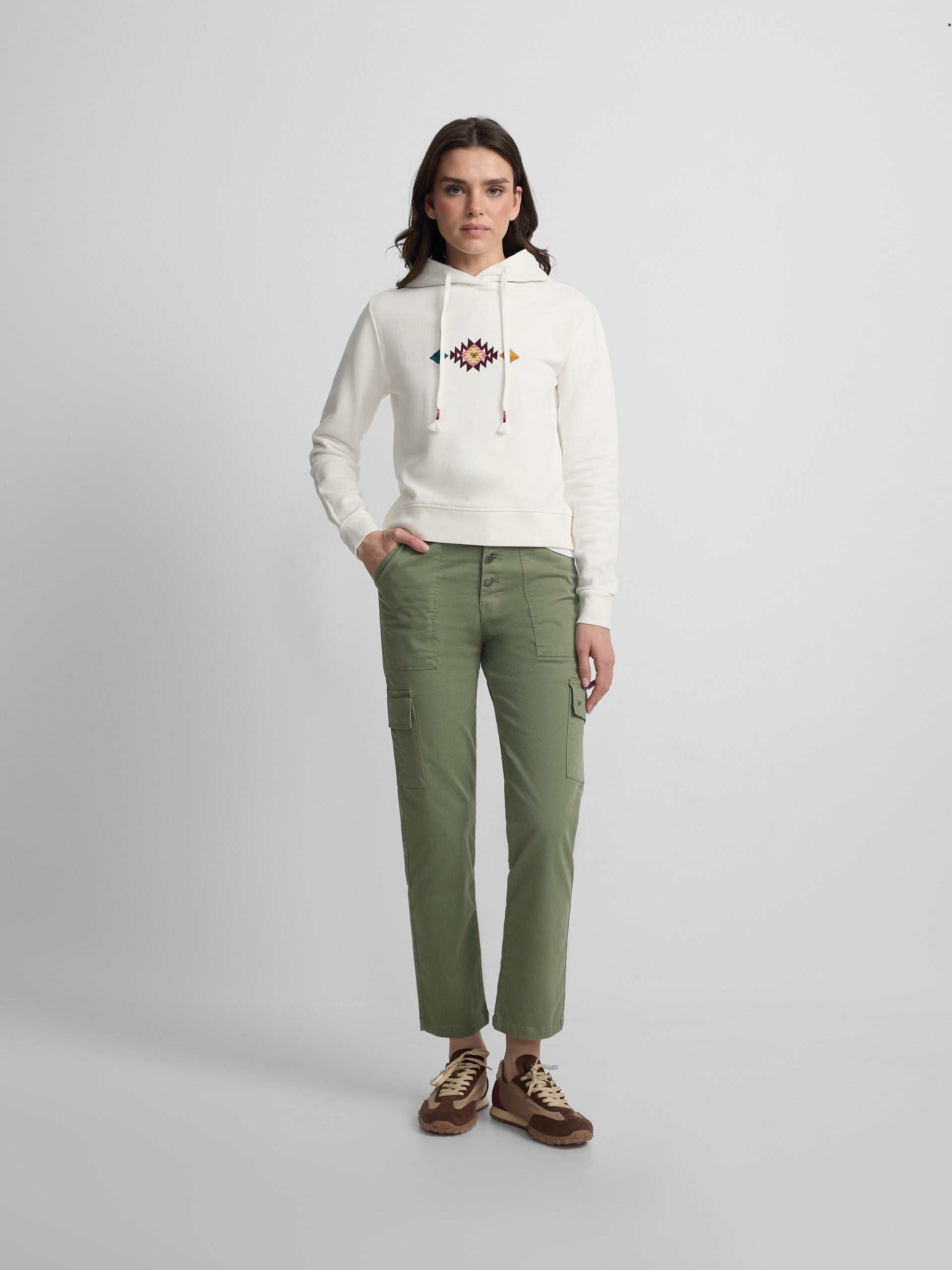Women's khaki denim cargo pants