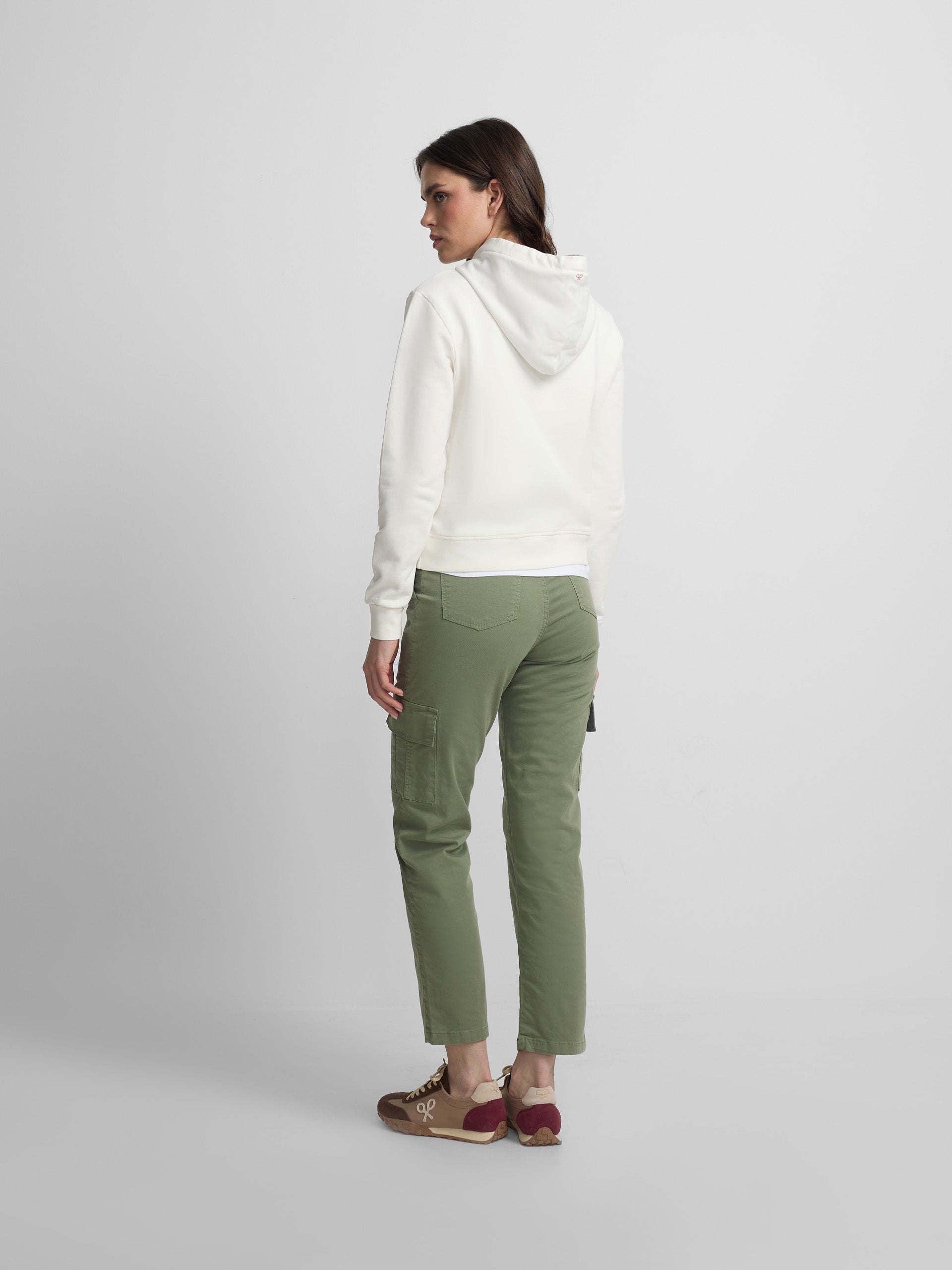 Women's khaki denim cargo pants