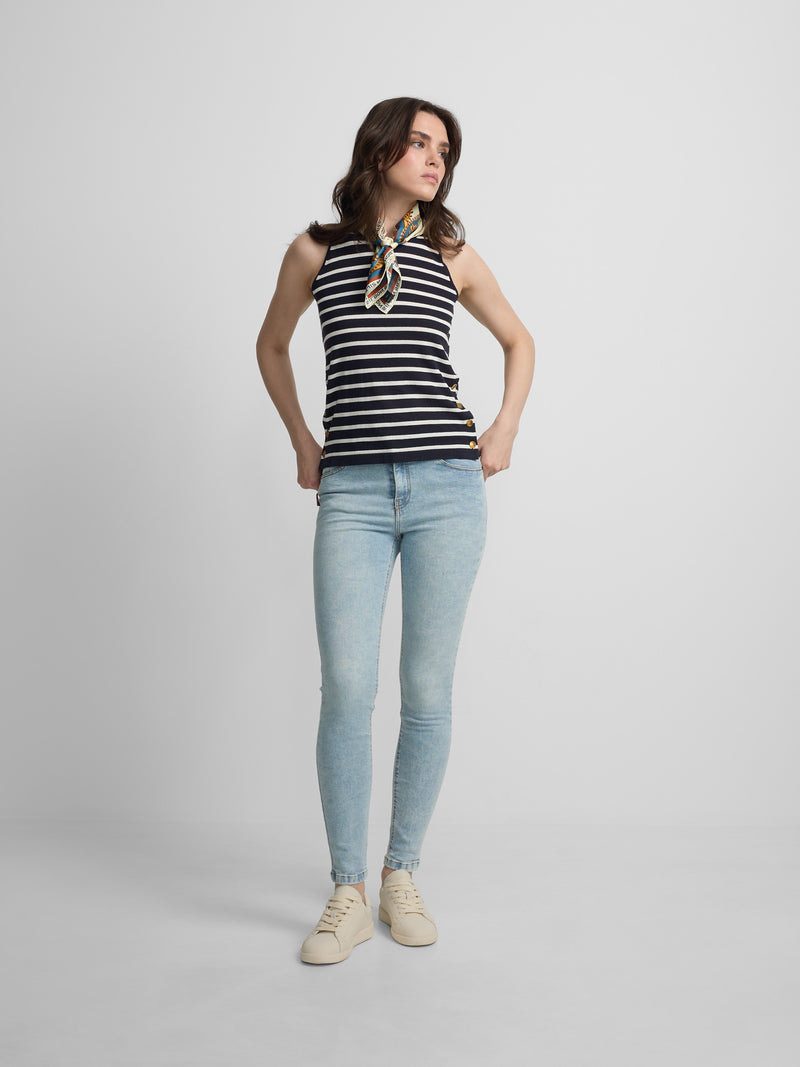 Calças de mulher slim fit ganga clara