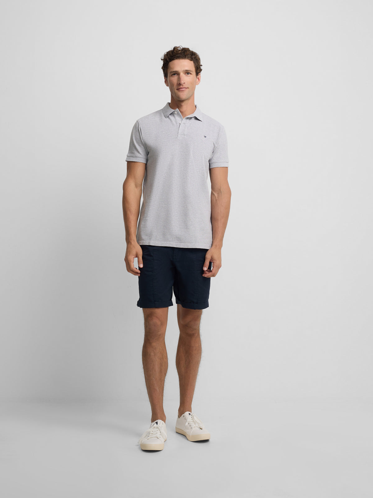 Polo classique uni gris clair