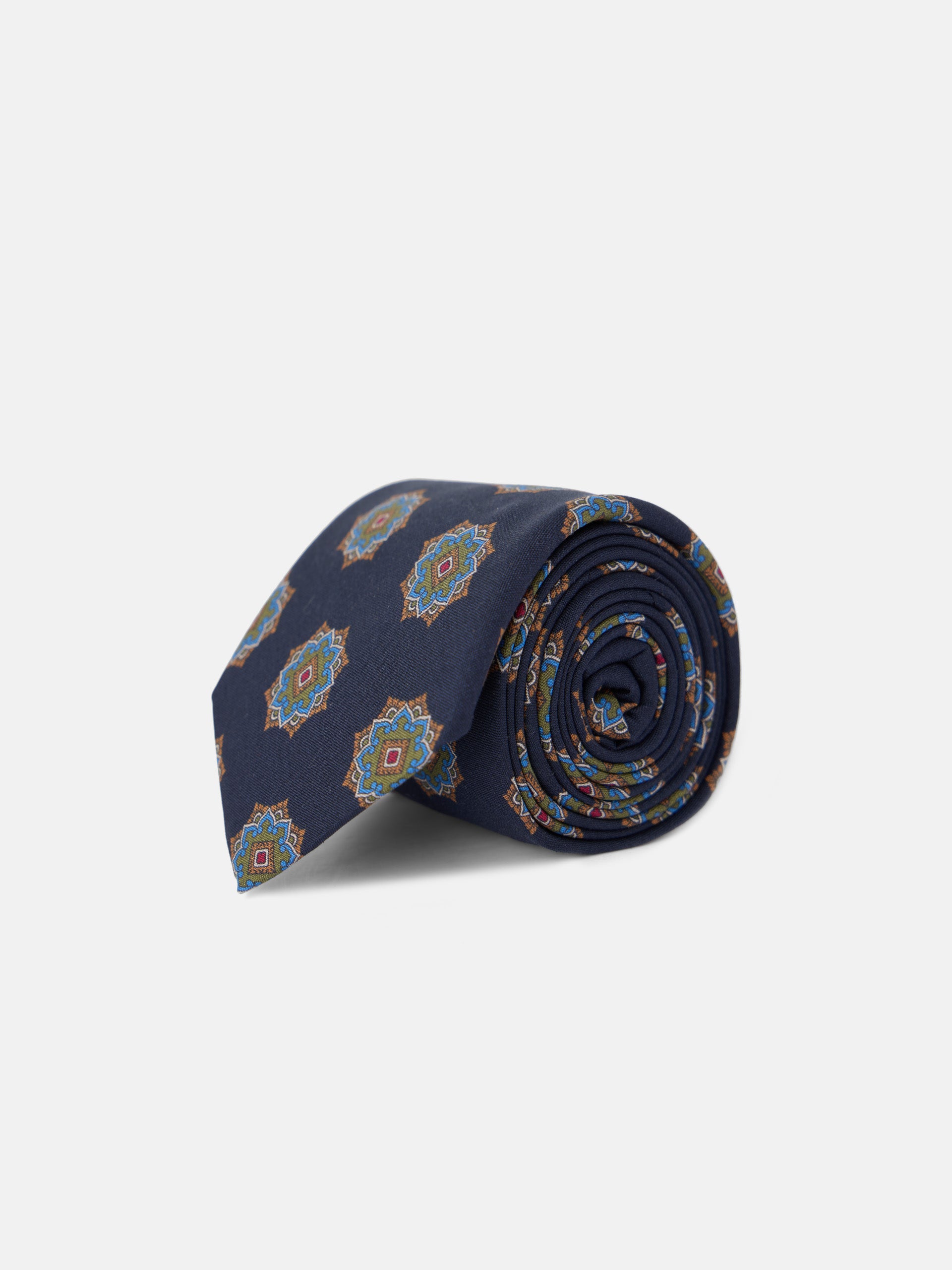 Cravate motif ankara bleu marine