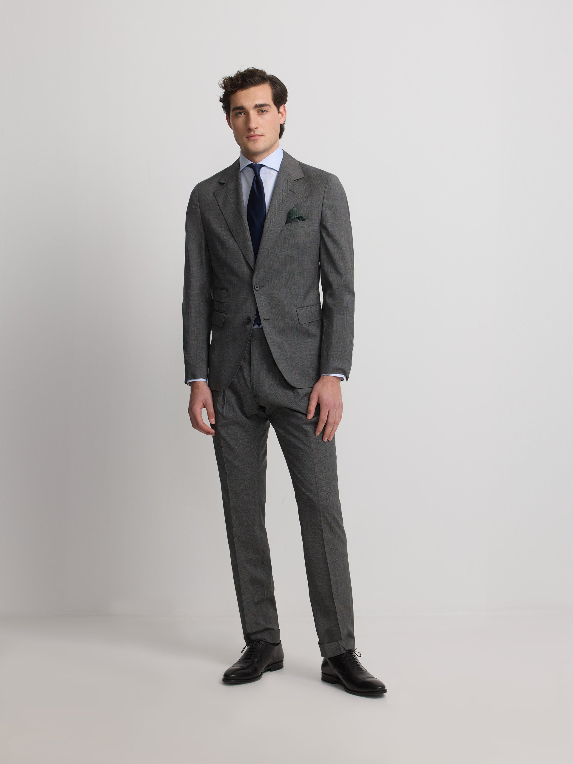 Blazer de fato clássico príncipe de Gales cinzento