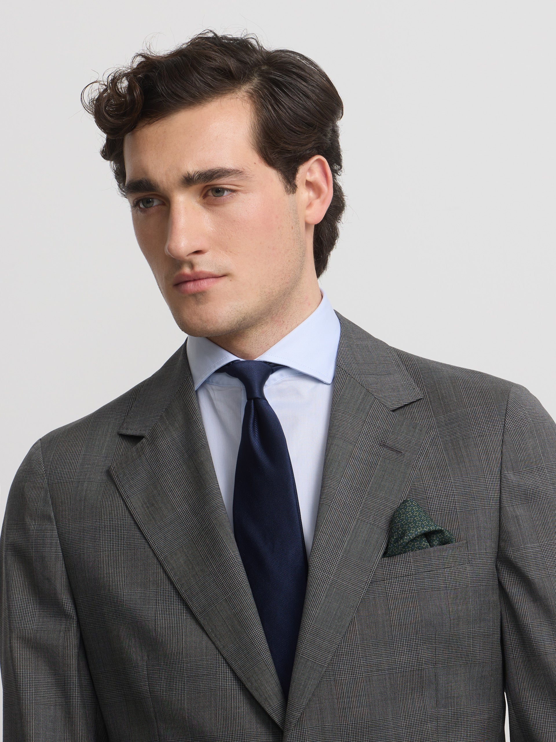 Blazer de fato clássico príncipe de Gales cinzento