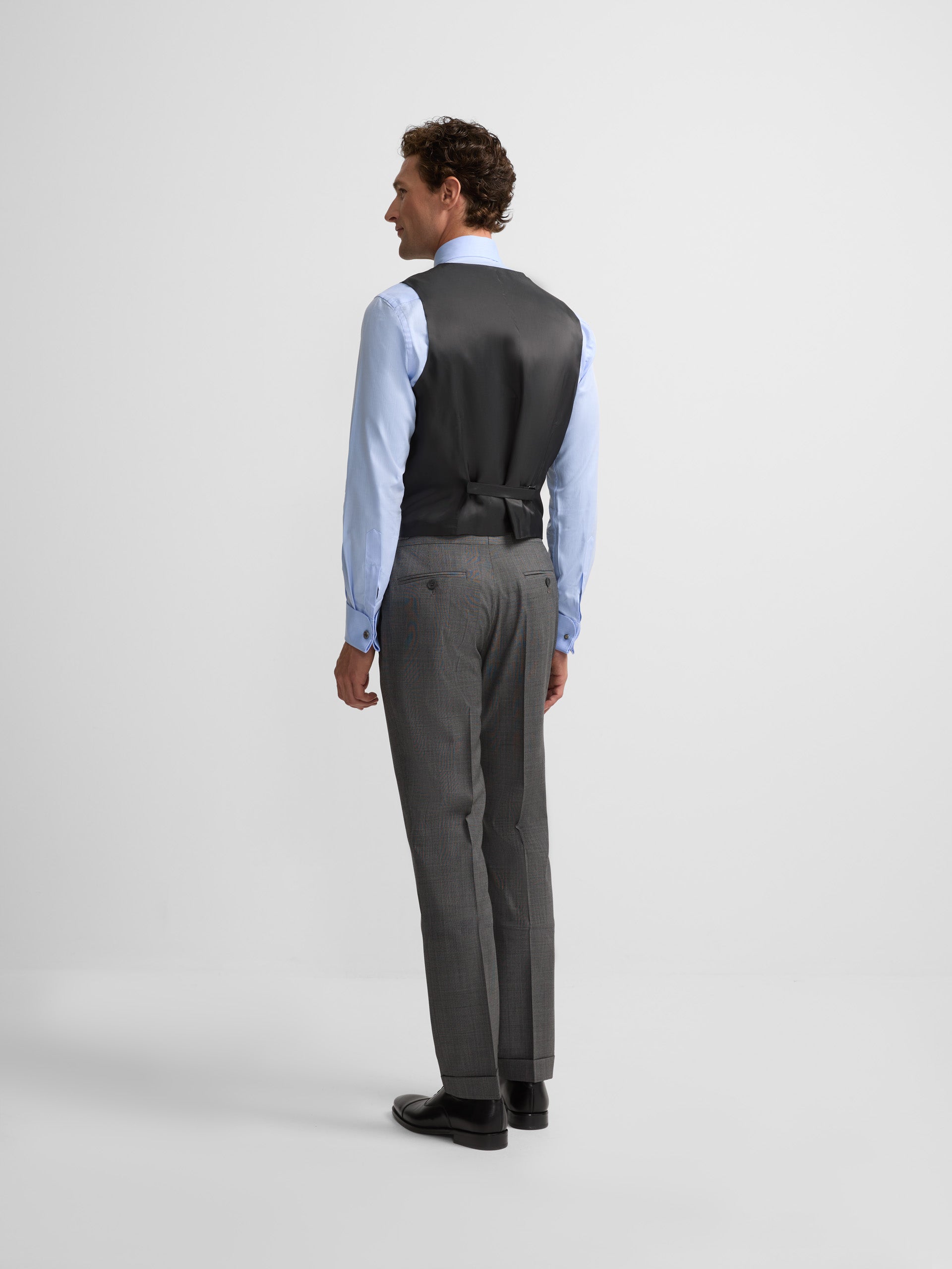 Chaleco recto traje principe de gales gris