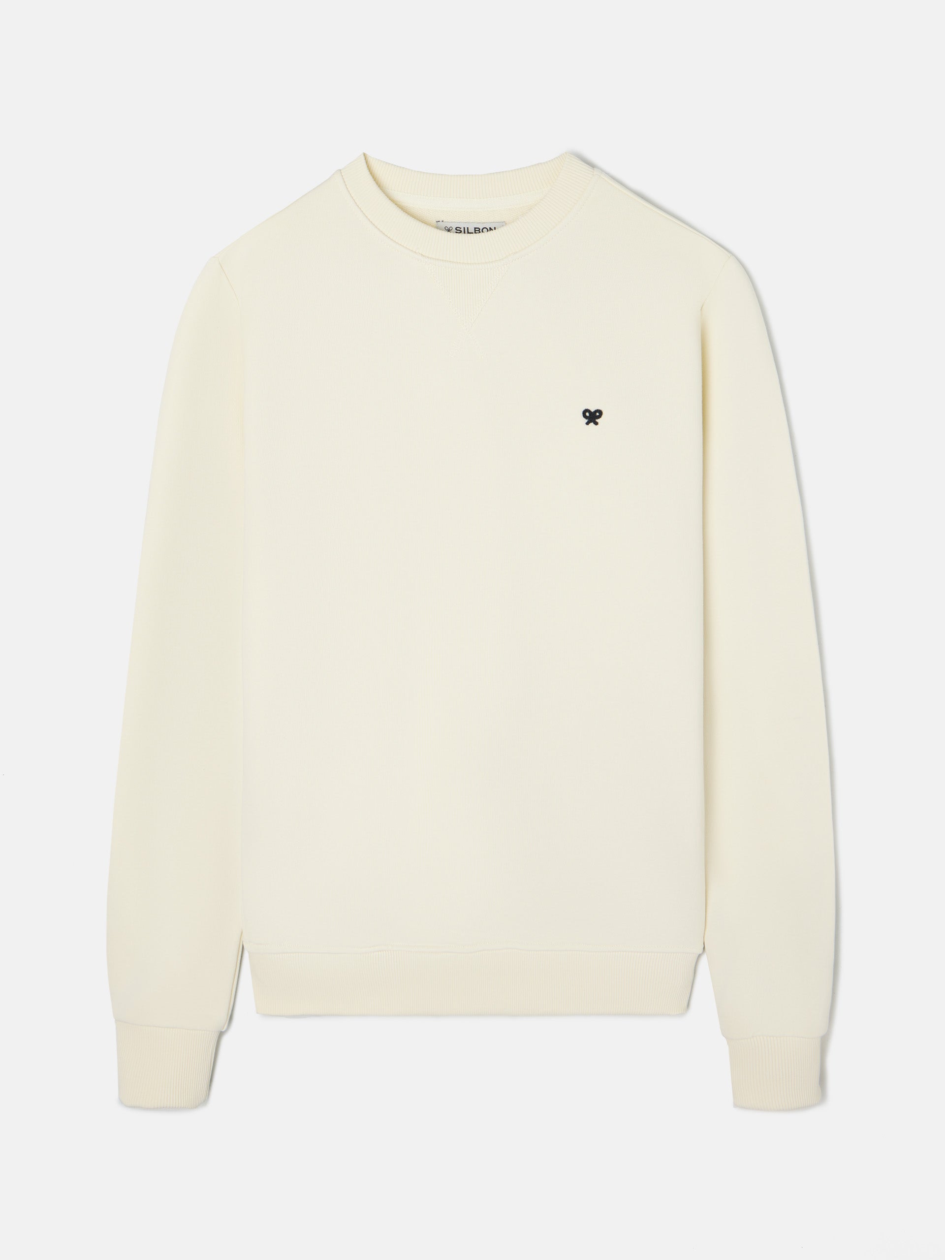 Sudadera minilogo crema