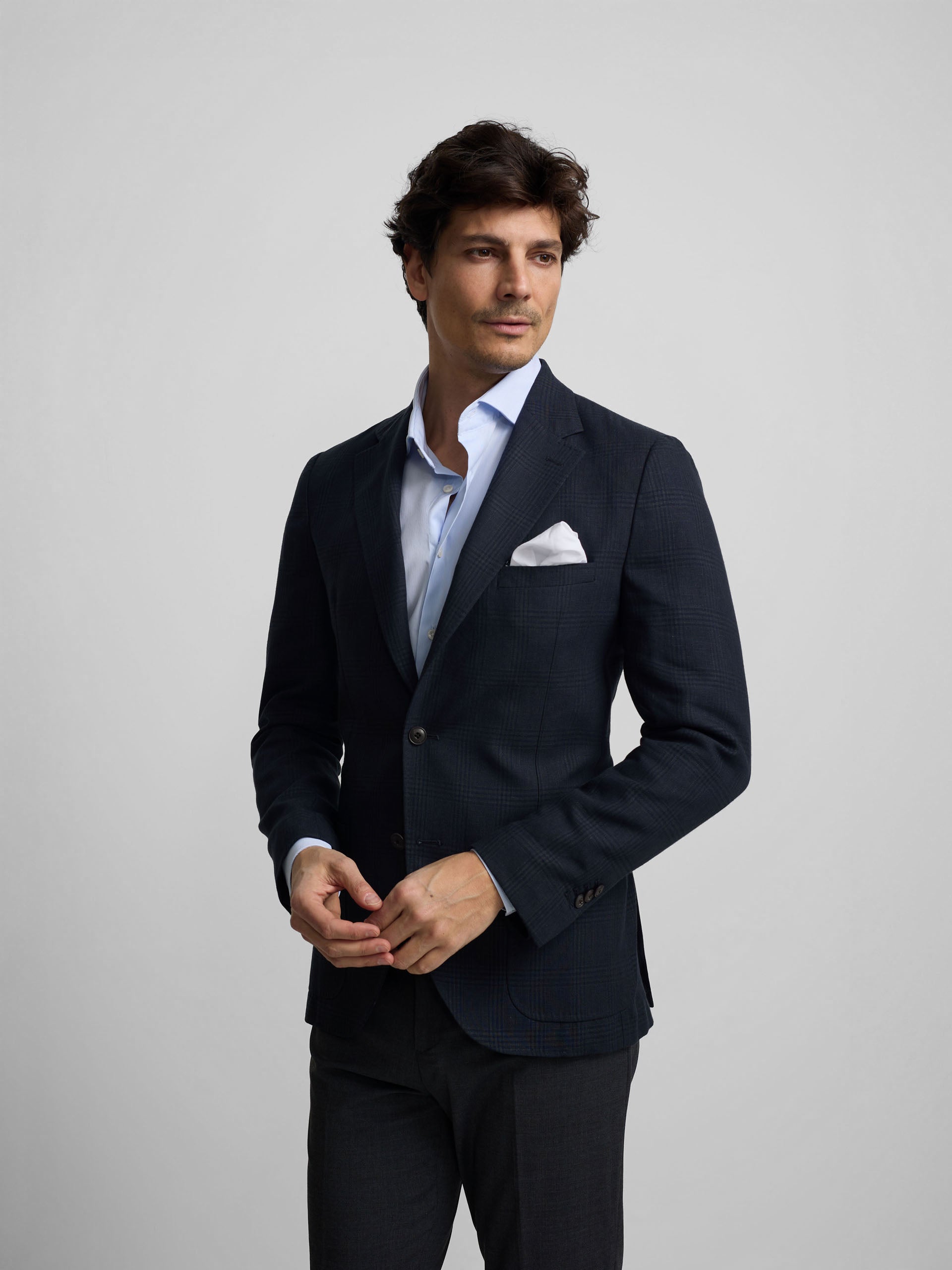 Blazer príncipe de Gales azul-marinho