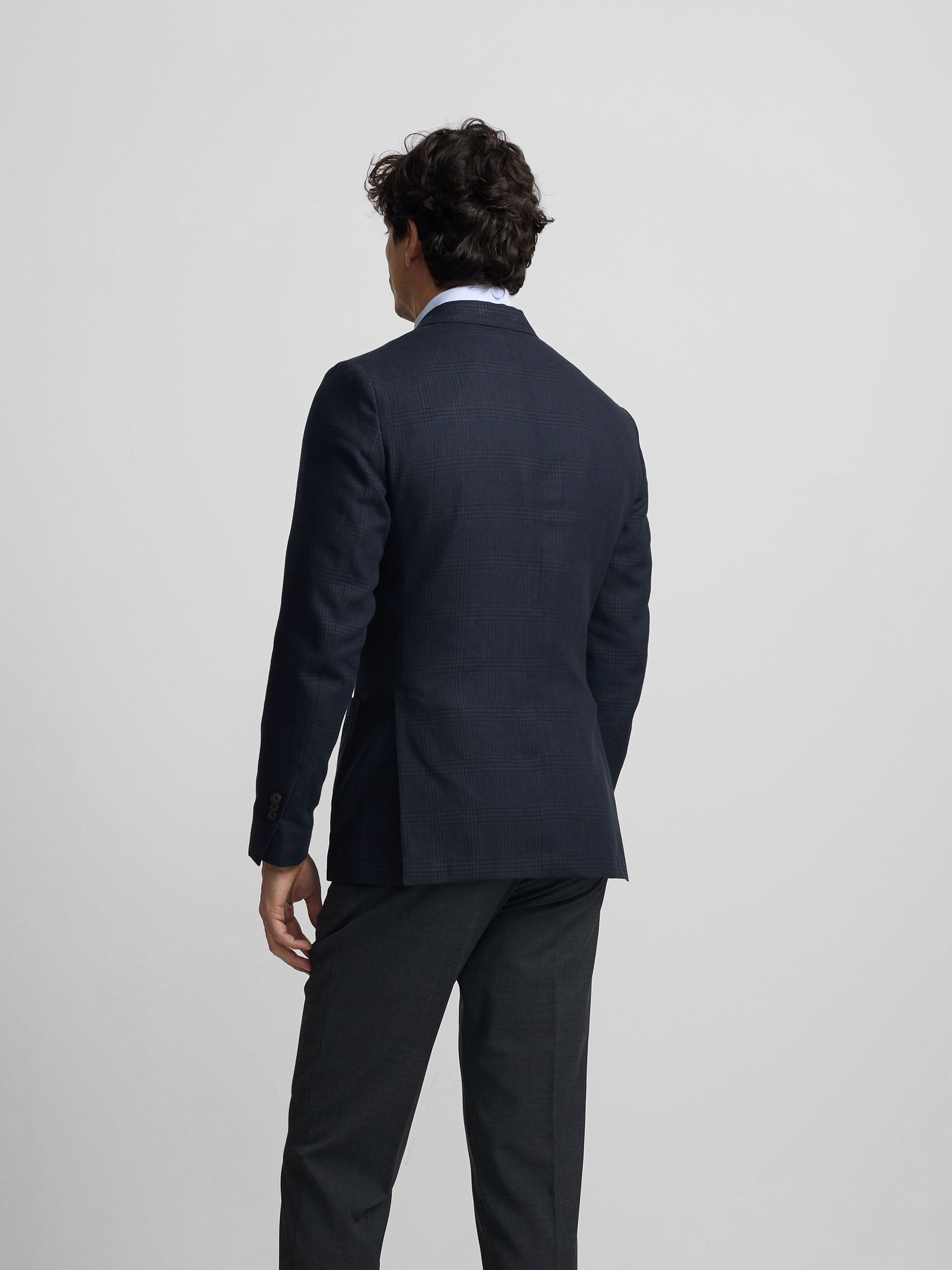 Blazer príncipe de Gales azul-marinho