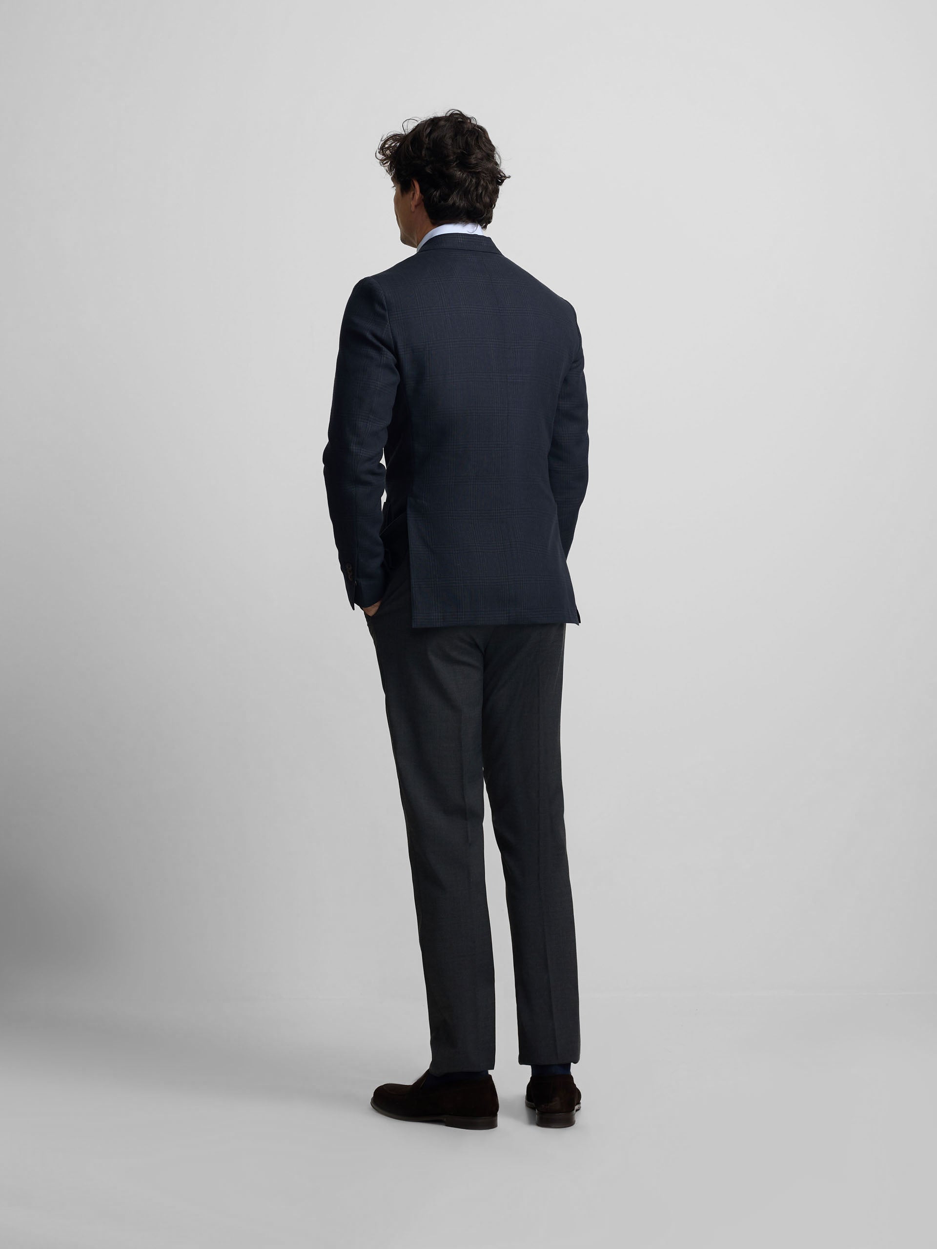Blazer príncipe de Gales azul-marinho