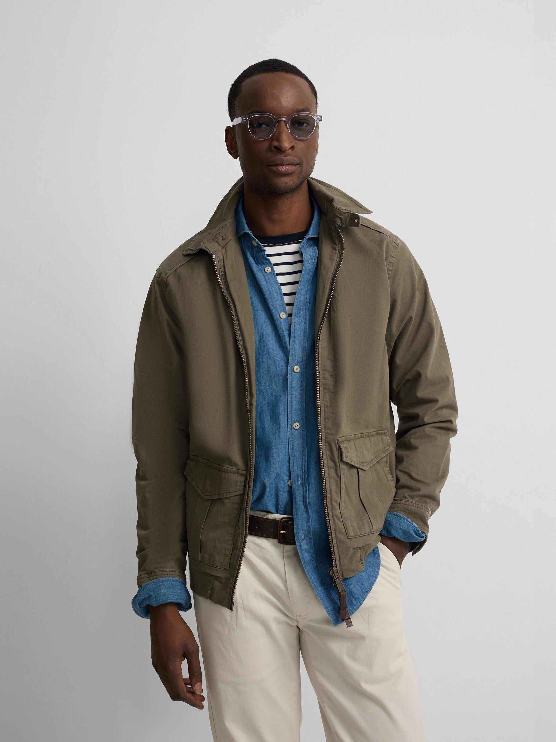 Cazadora garment dye khaki
