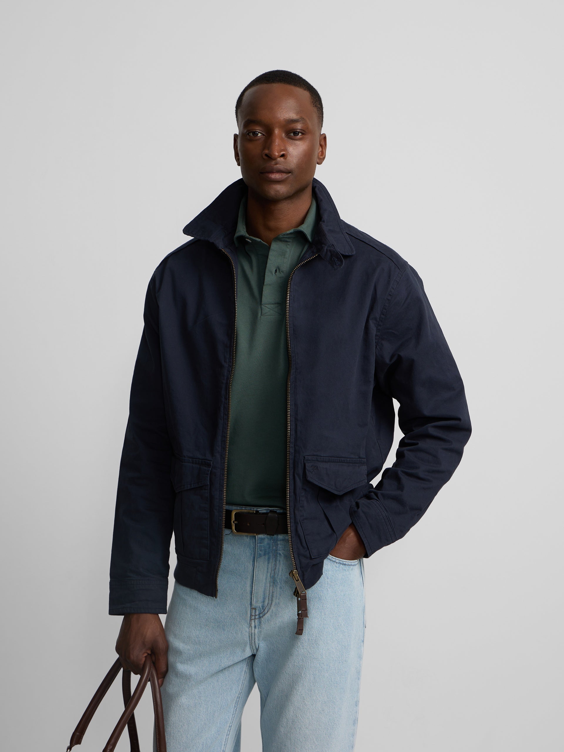 Navy blue garment dye jacket