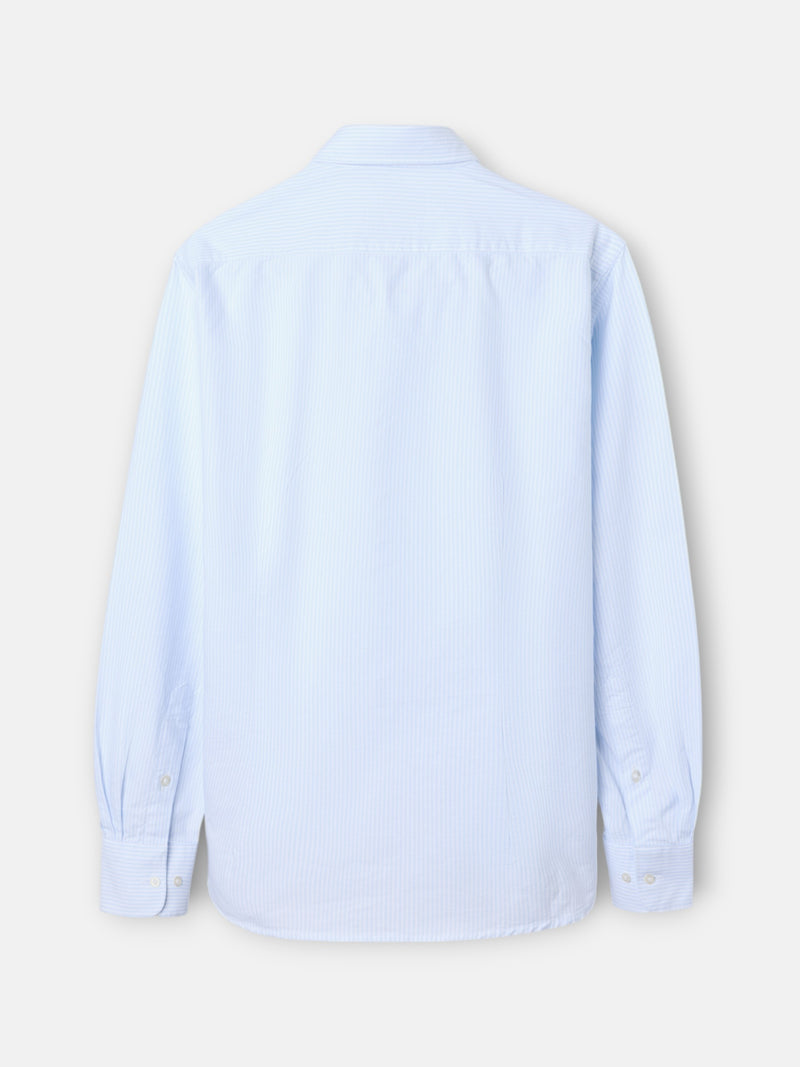 Oxford sport shirt with sky blue stripe cutaway