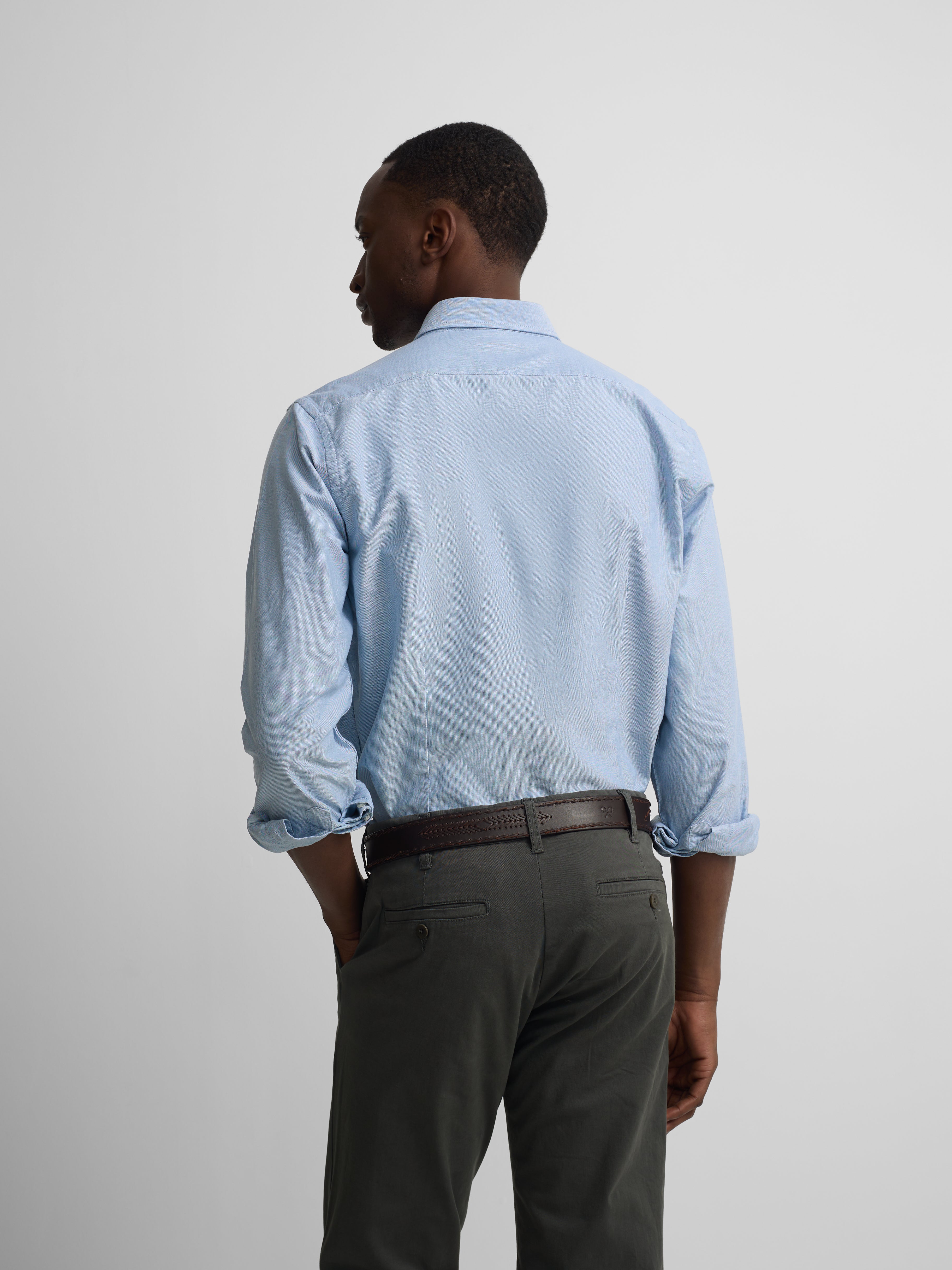 Medium blue oxford sport racket shirt